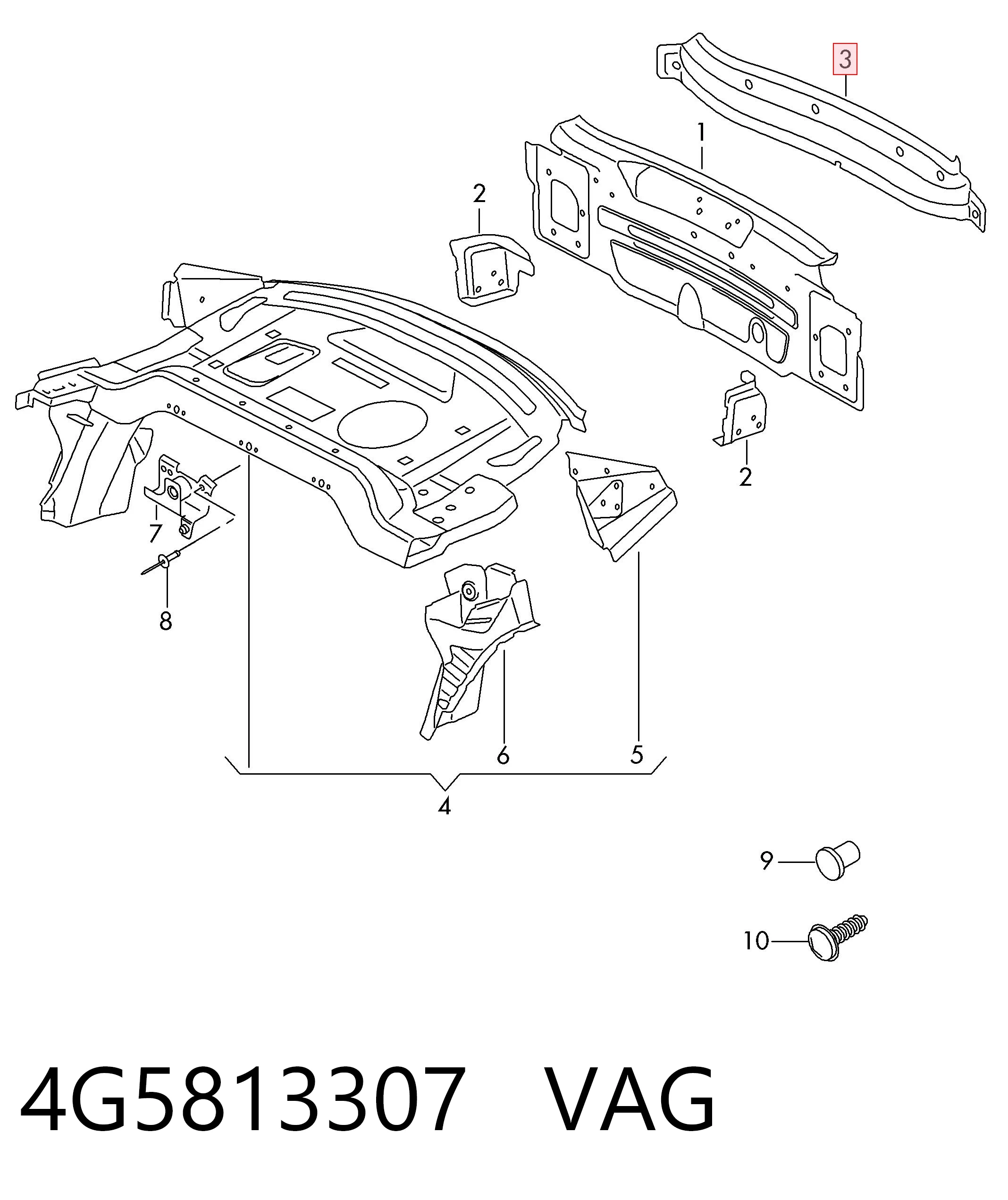 Купити 4G5813307 VAG Панель задня, багажного відсіку