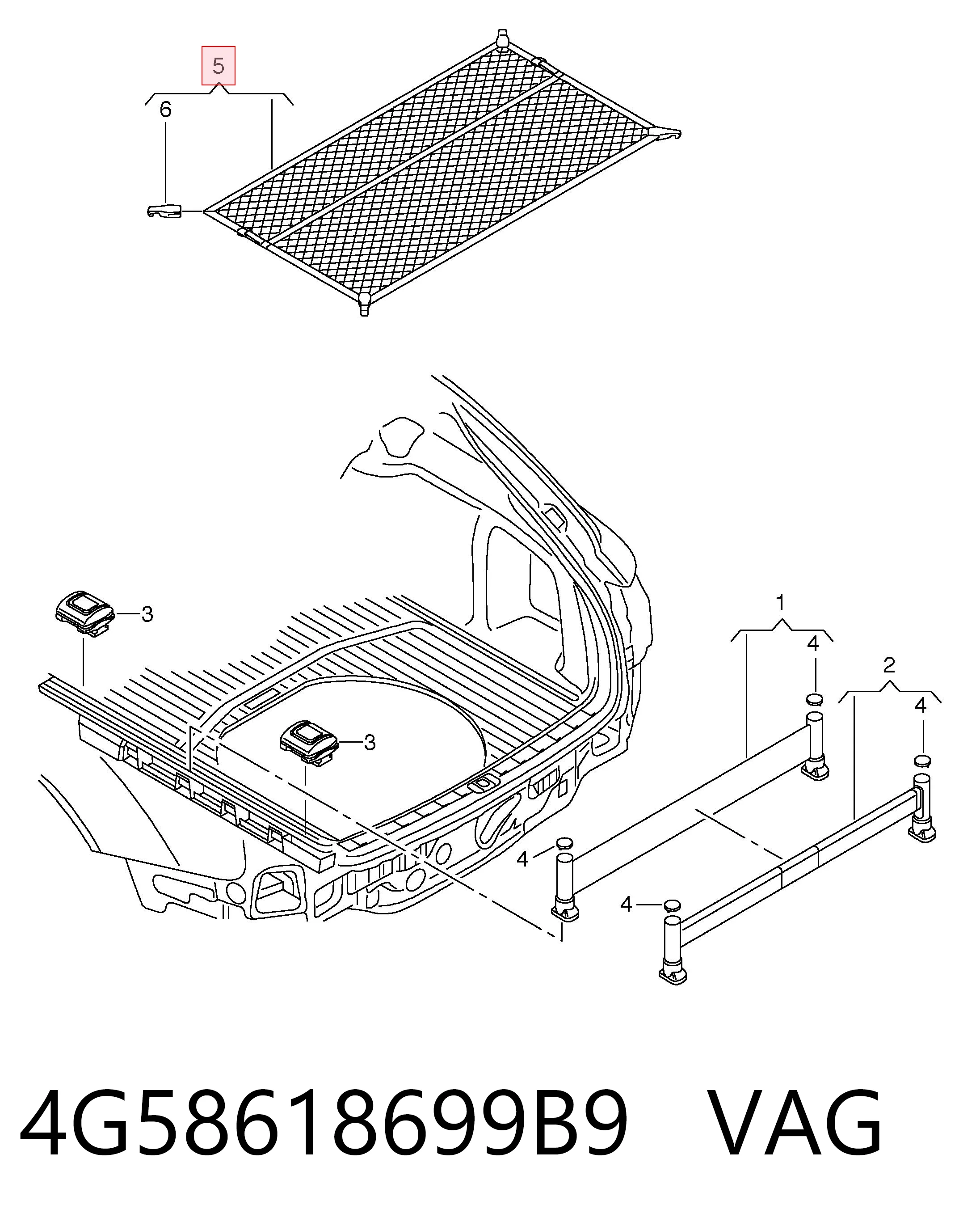 4G58618699B9 VAG Сітка багажного відсіку