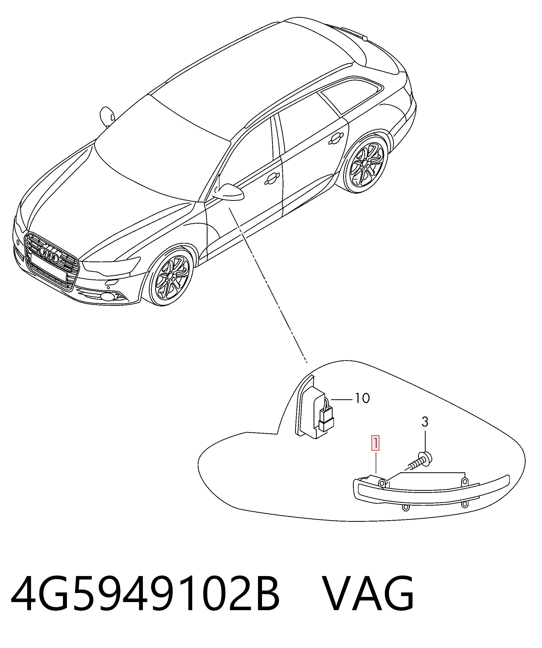 4G5949102B VAG Покажчик повороту дзеркала, правий