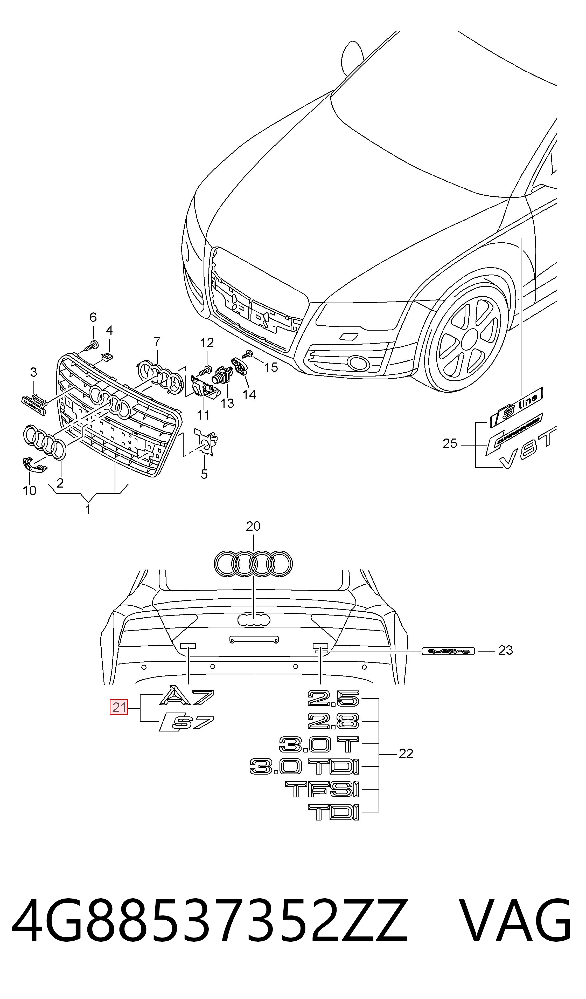  VAG 4G88537352ZZ ціна, від 19.06 USD