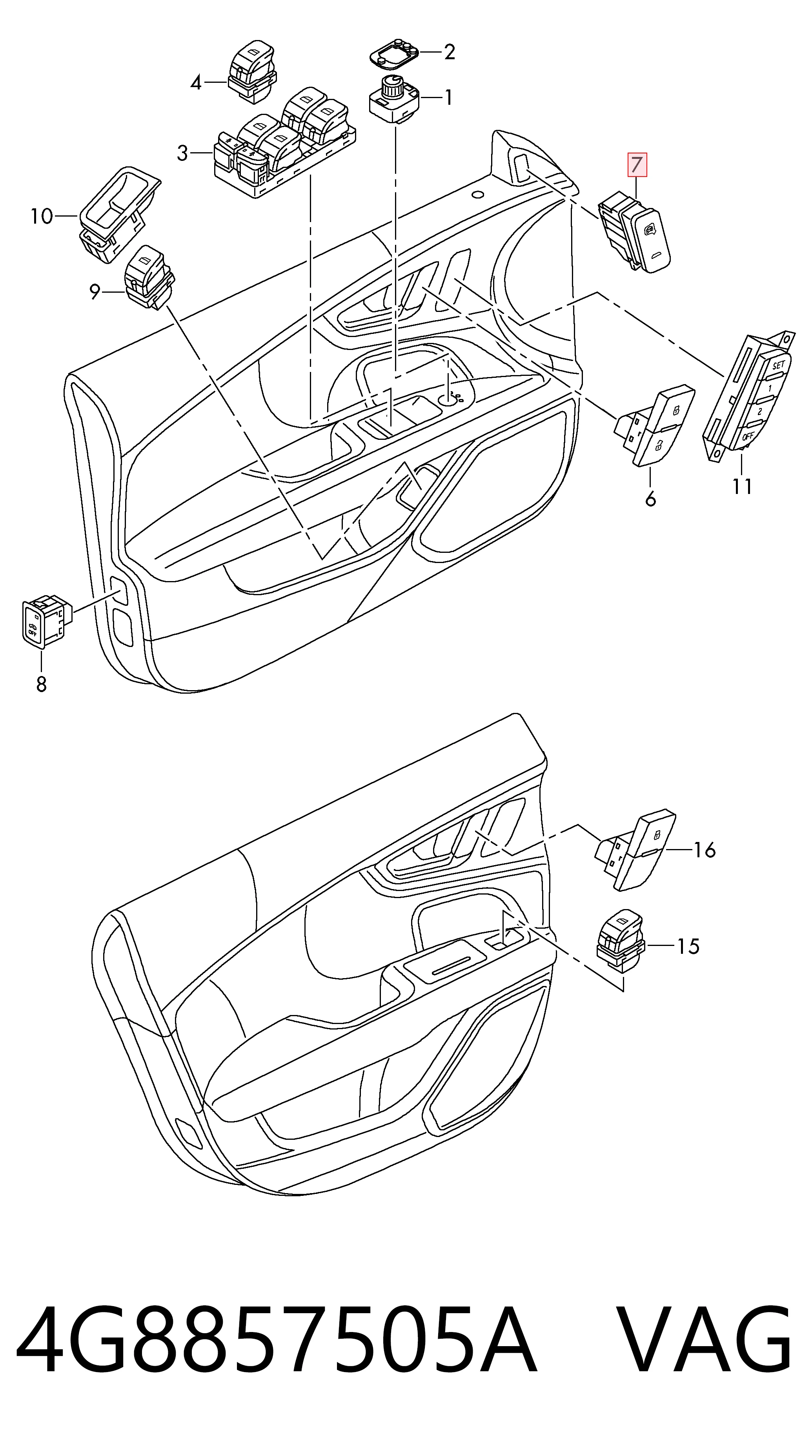4G8857505A VAG Регулятор дзеркал