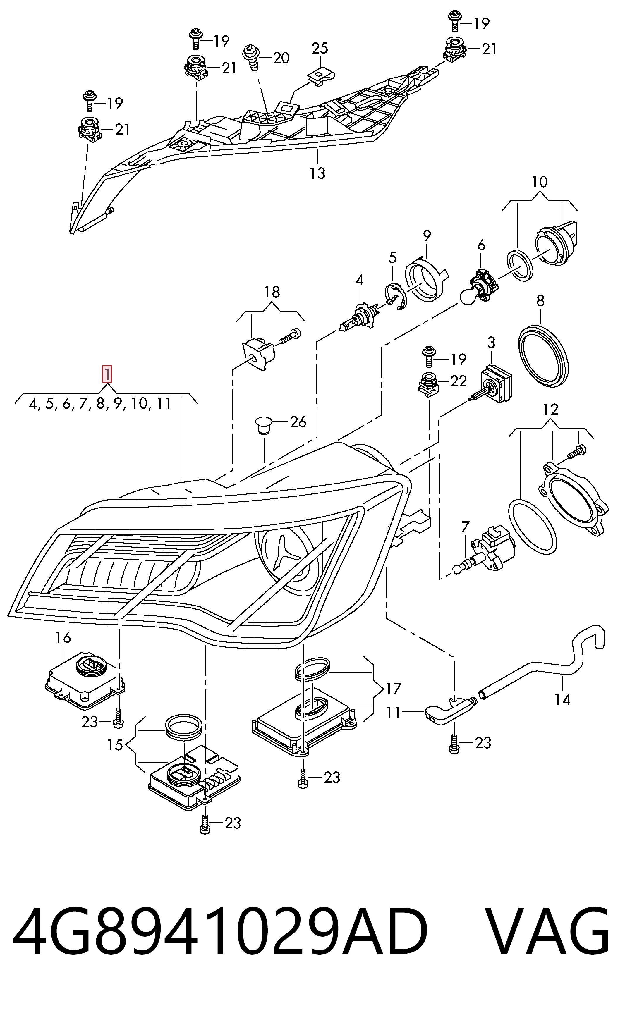 13G1091U Polcar Фара дальнього світла в зборі