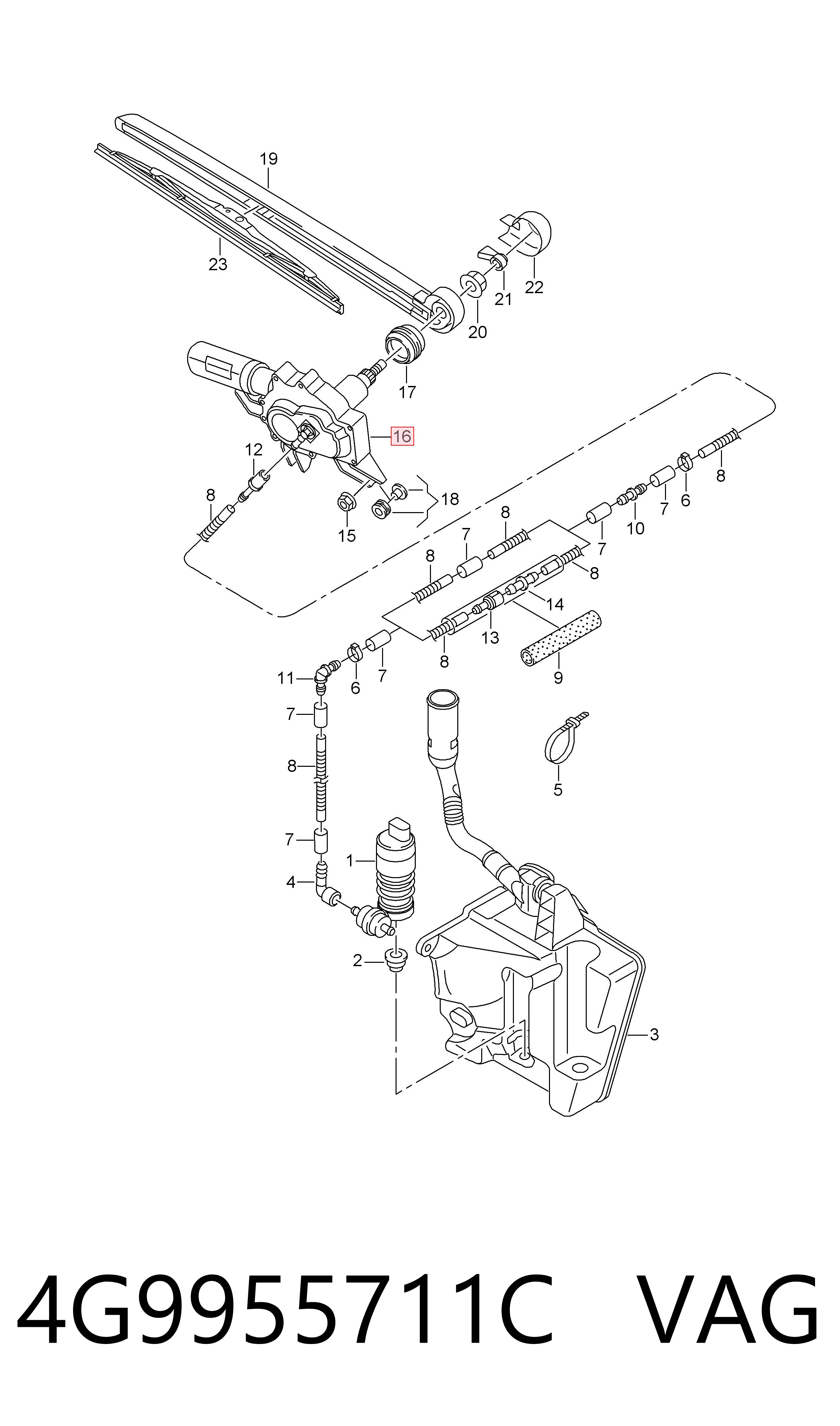Склоочисник дверей задка VAG 4G9955711C ціна, від 73.29 USD