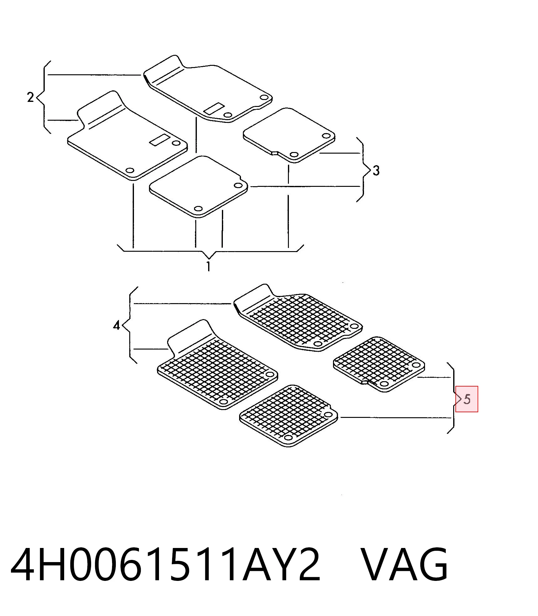 4H0061511AY2 VAG Килимки в салон задні