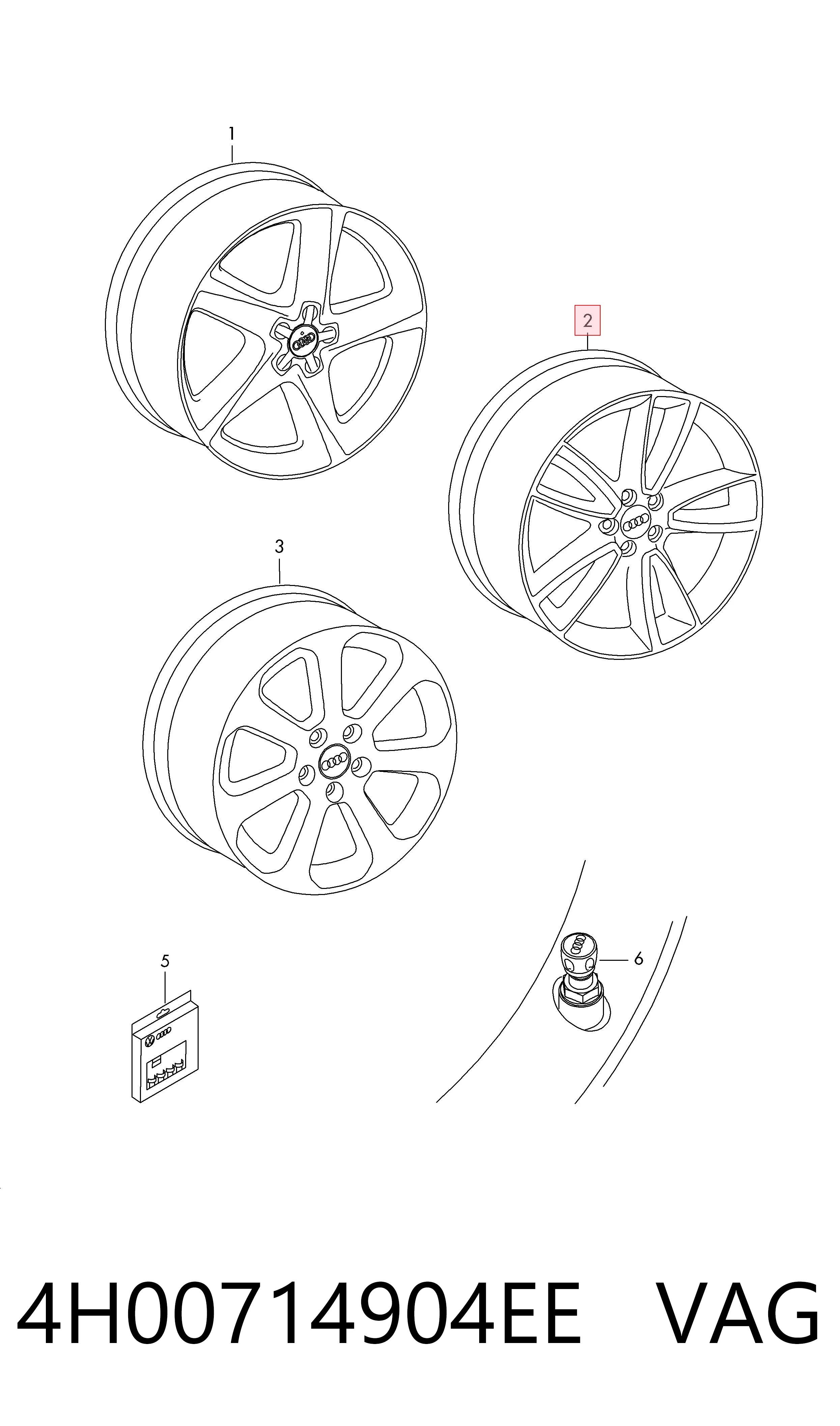 4H00714904EE VAG Диски литі (легкосплавні, титанові)