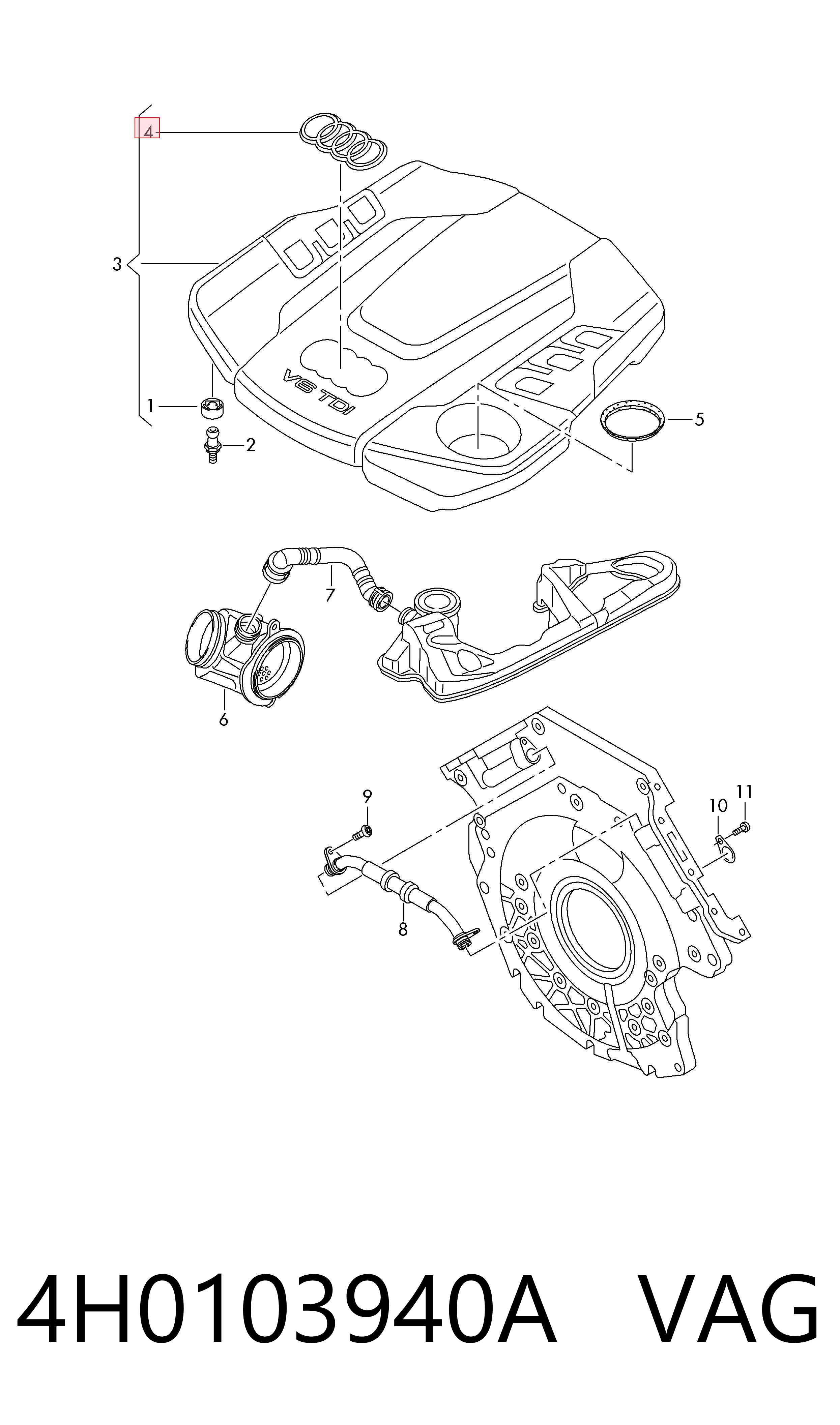 4H0103940A VAG Емблема кришки багажника, фірмовий значок