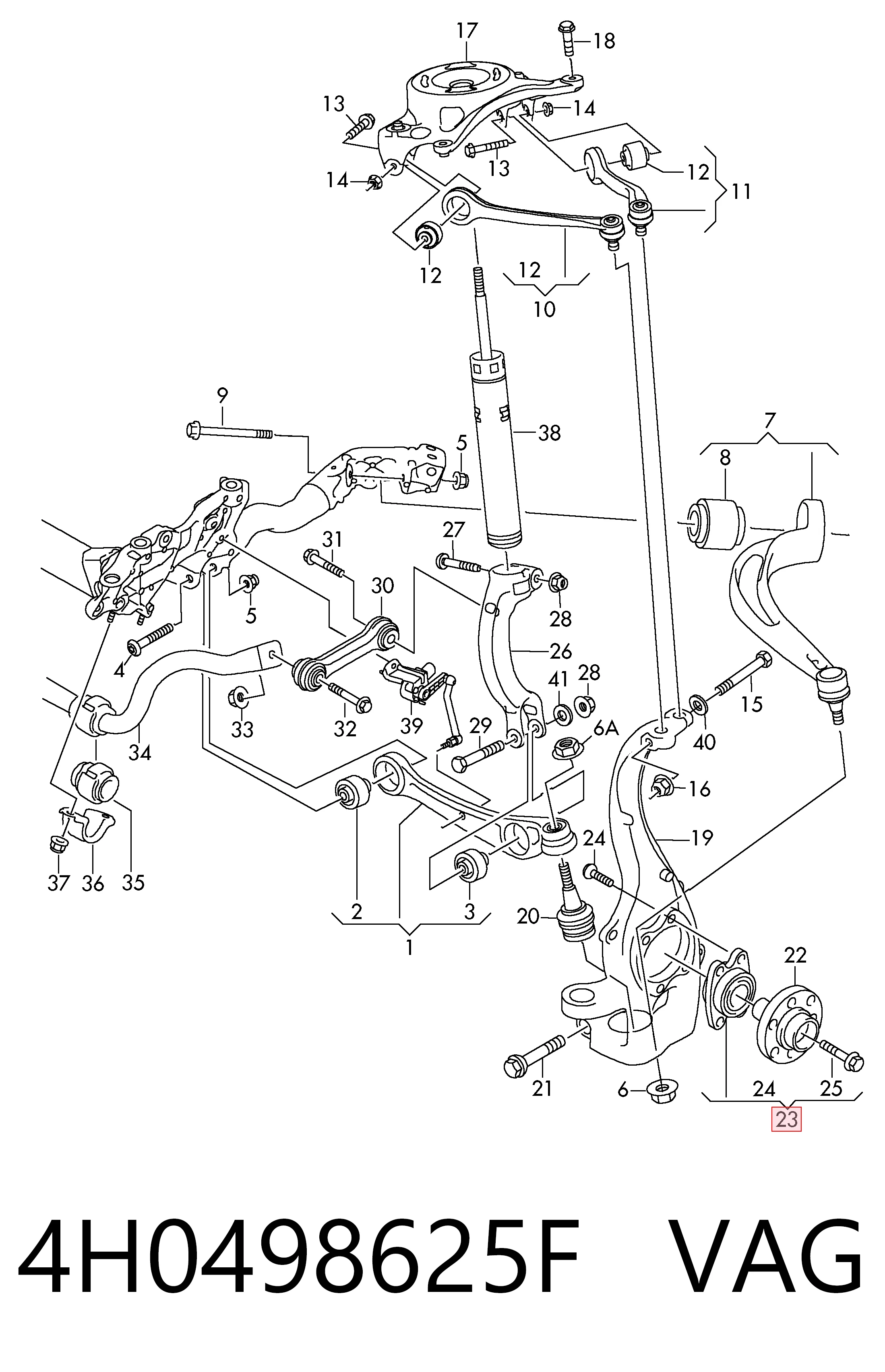 Комплект підшипник маточини передньої VAG 4H0498625F ціна, від 65.78 USD