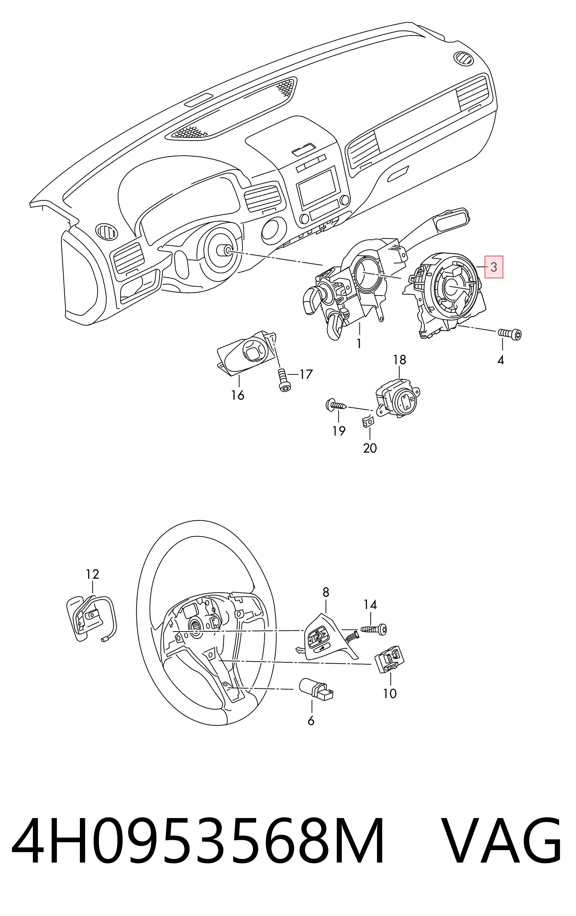 4H0953568M VAG Шлейф Airbag