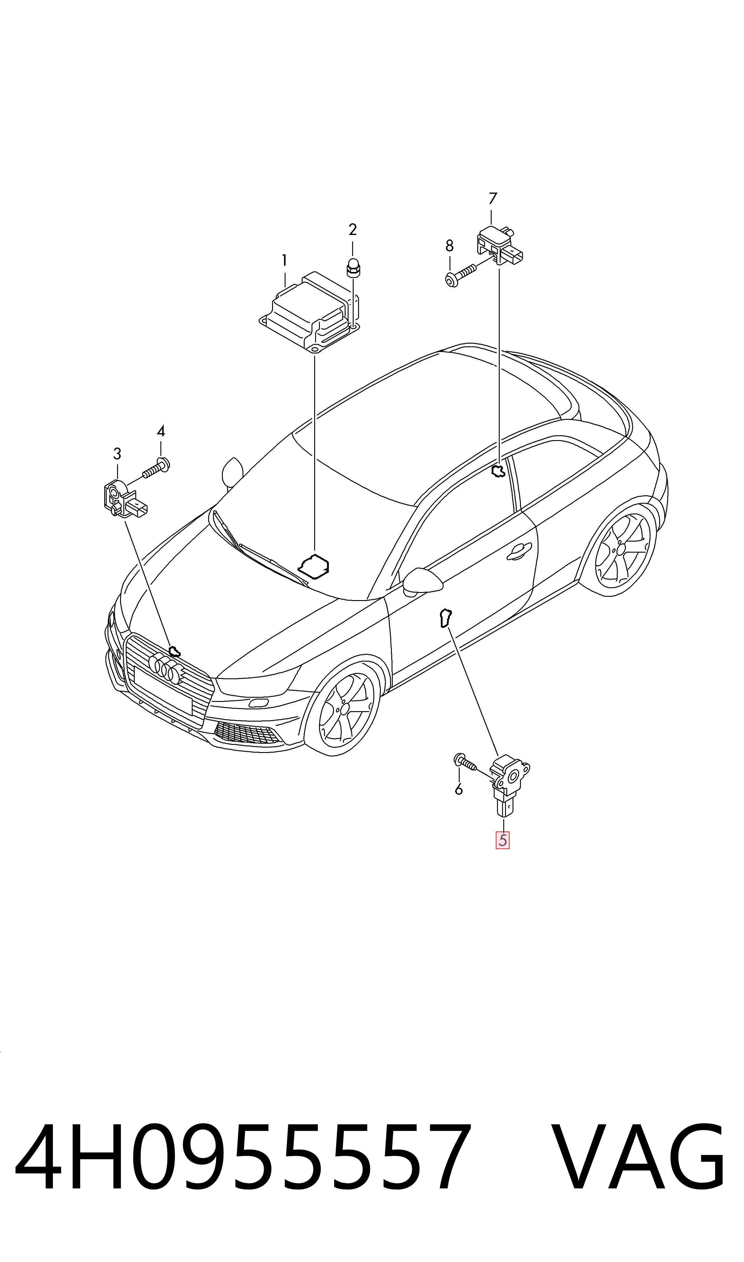 Датчик Ейрбег передній VAG 4H0955557 ціна, від 1.27 USD