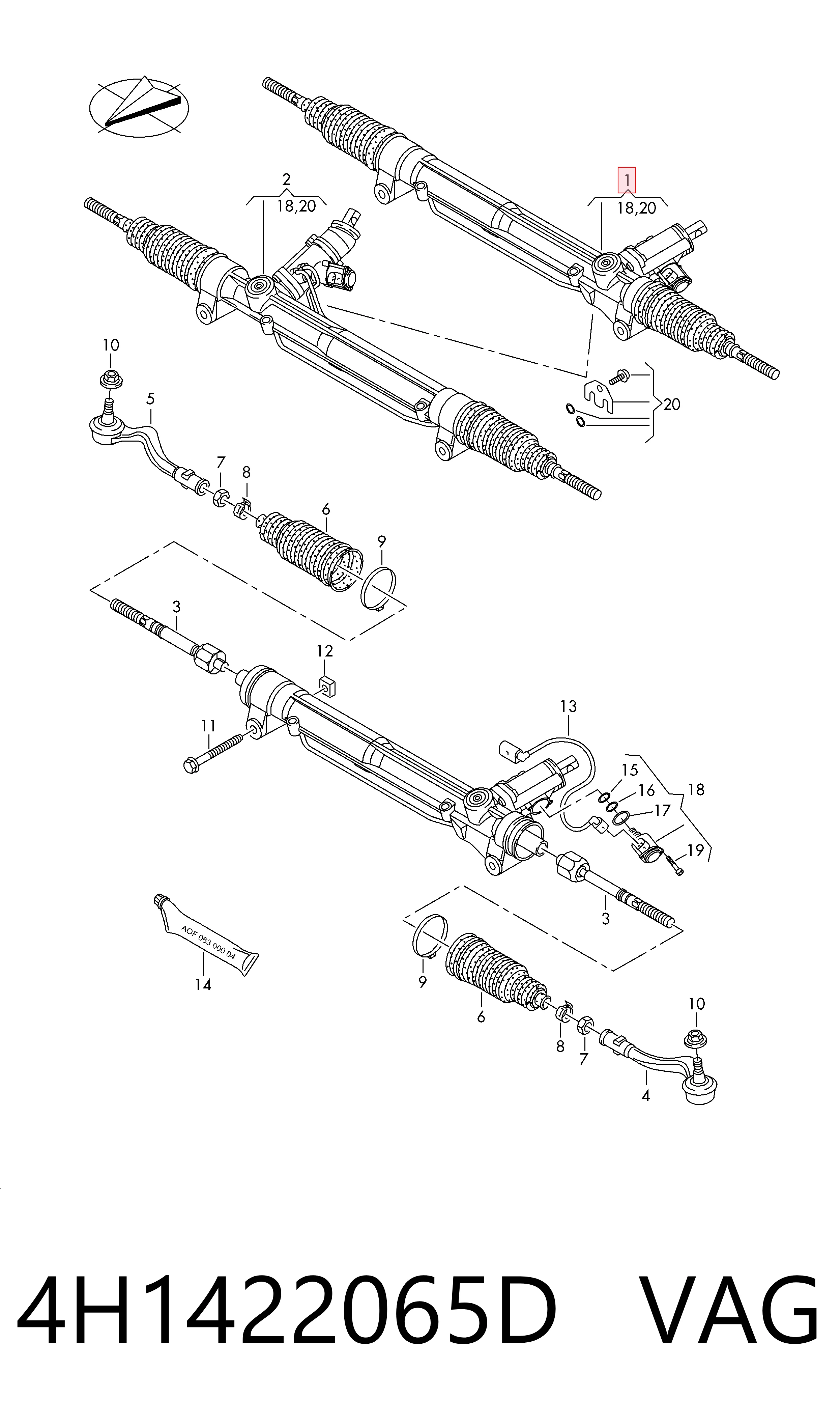 AU9229 AGR Рейковий рульовий механізм