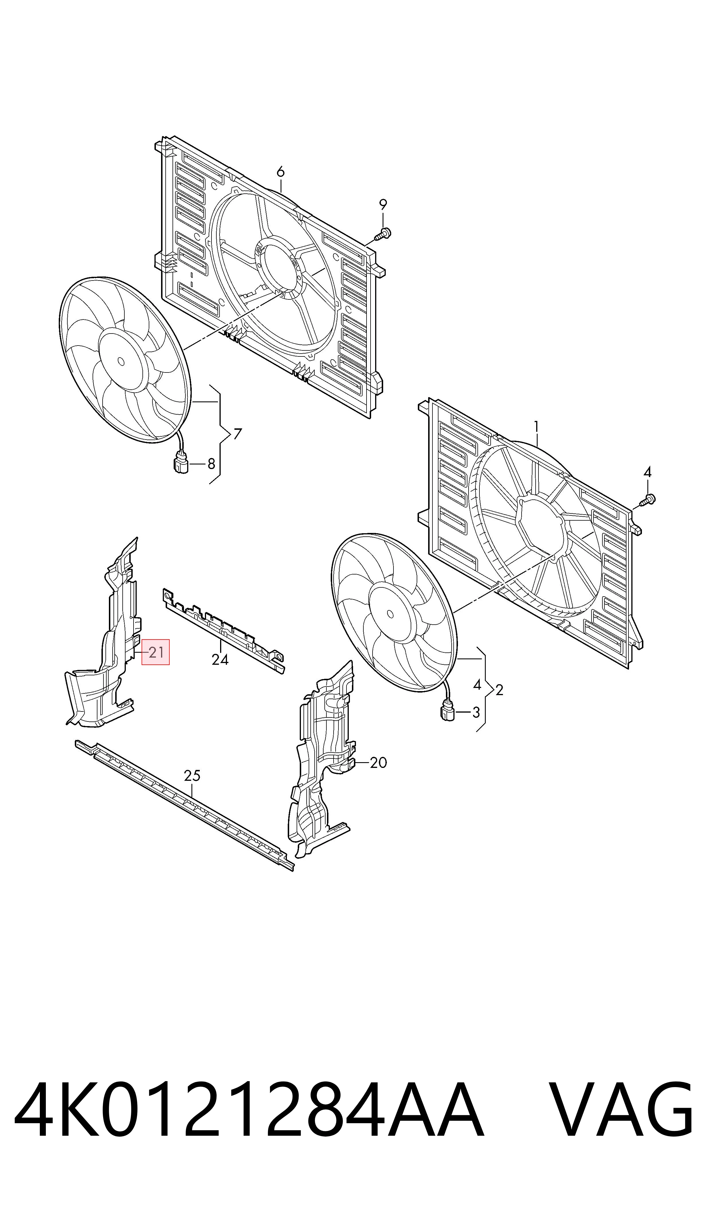 Повітропровід (дефлектор) радіатора, правий VAG 4K0121284AA ціна, від 32.17 USD