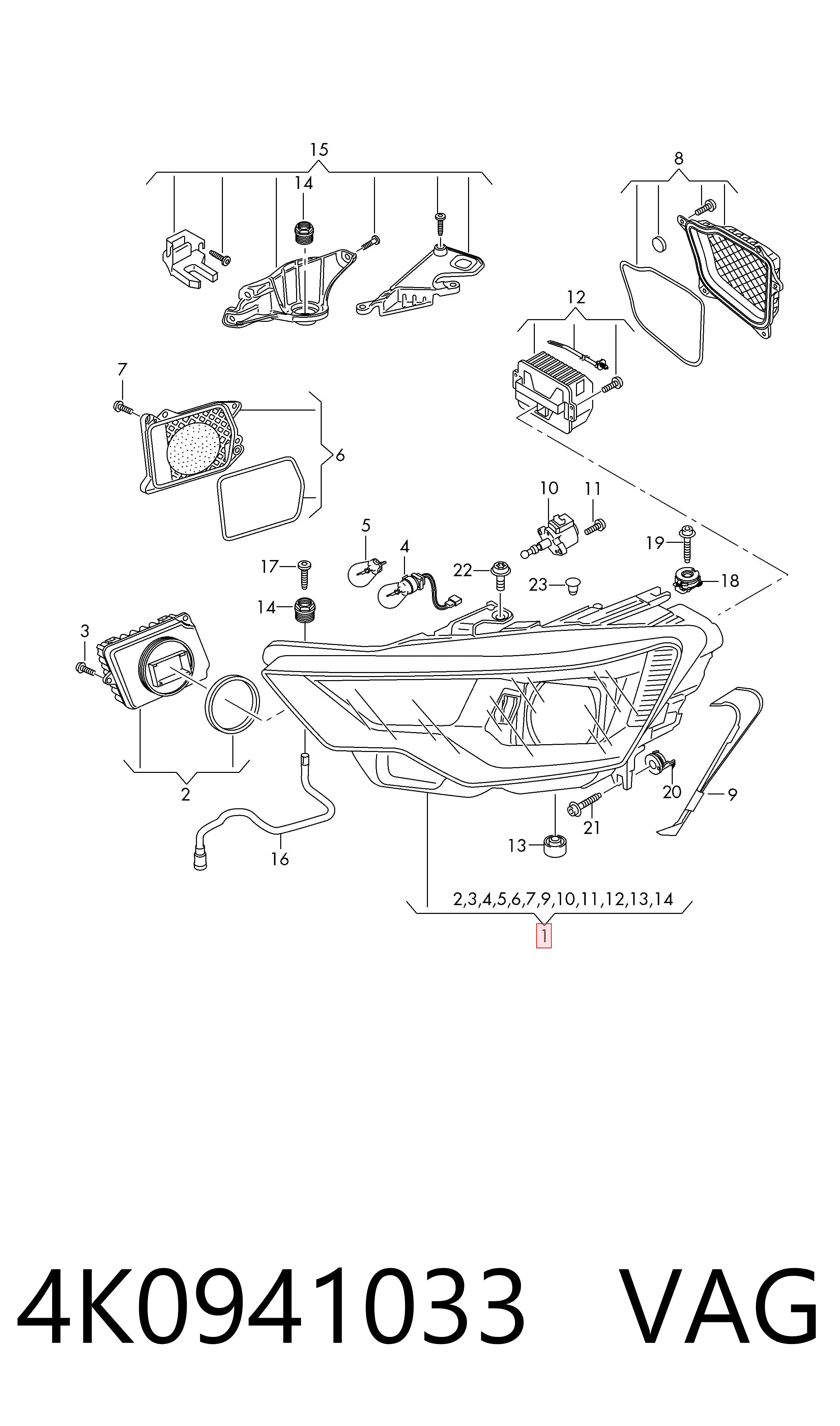Фари VAG 4K0941033D ціна, від 513.11 USD