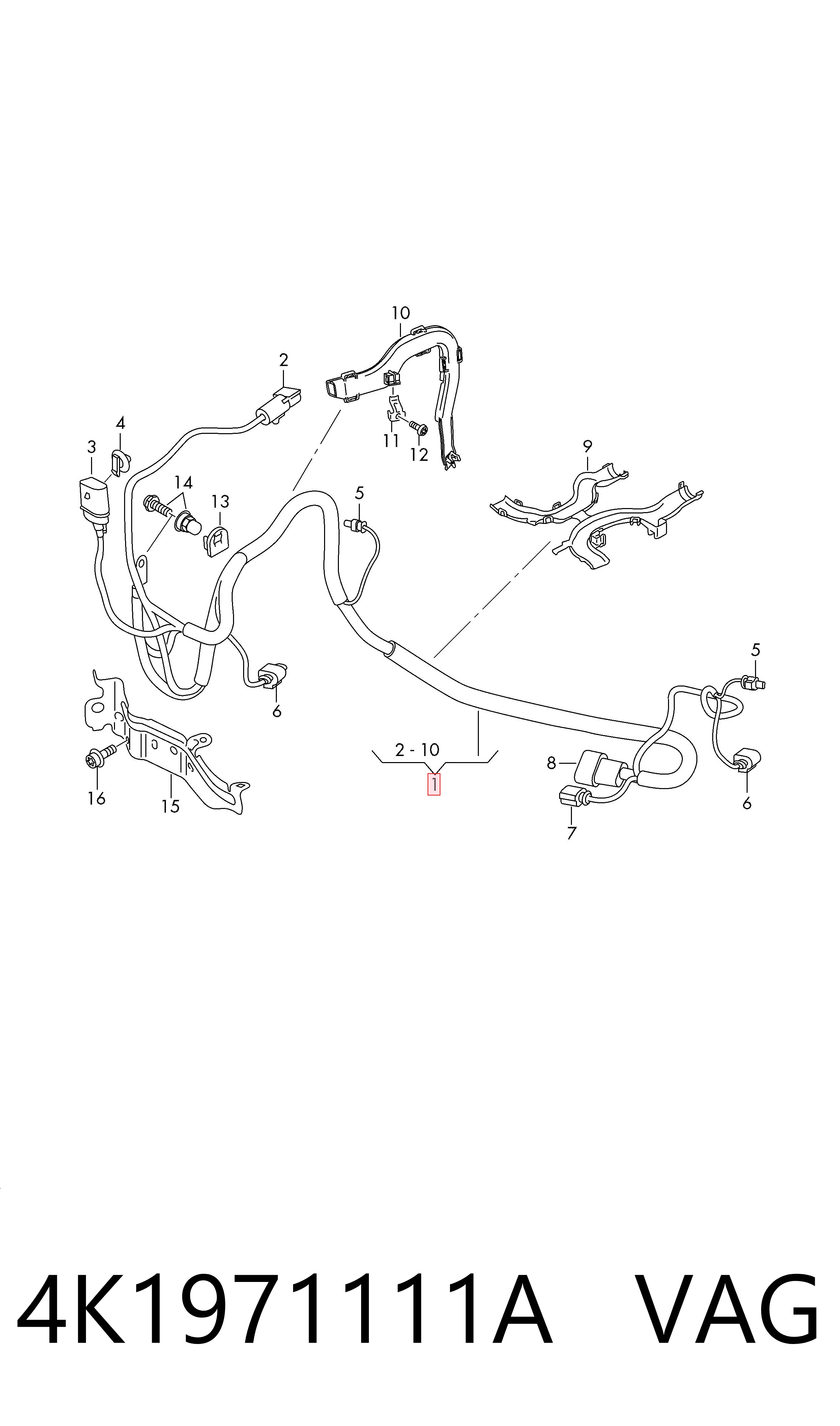 4K1971111A VAG Джгут дротів рульової рейки Servotronic