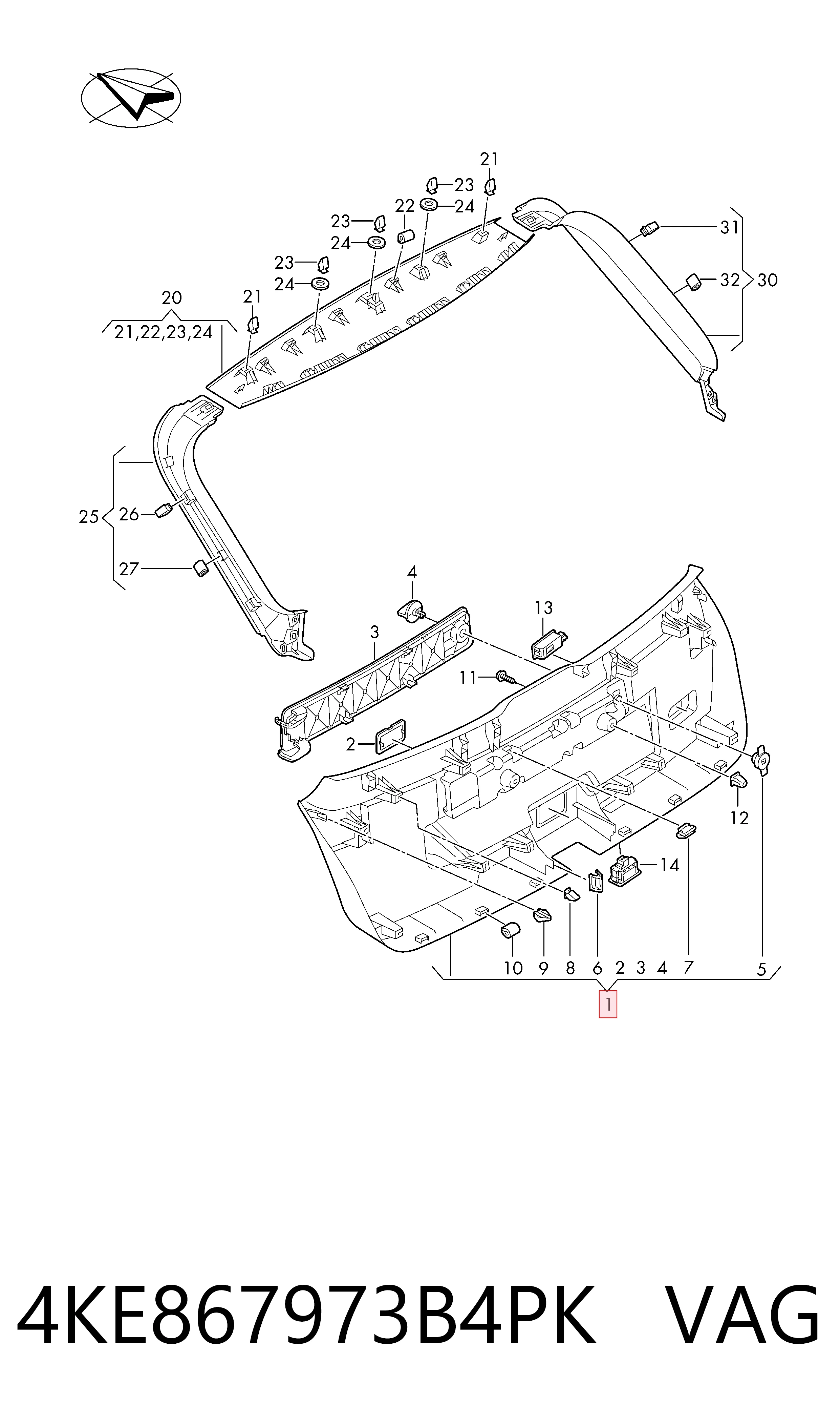 4KE867973B4PK VAG Оббивка багажника