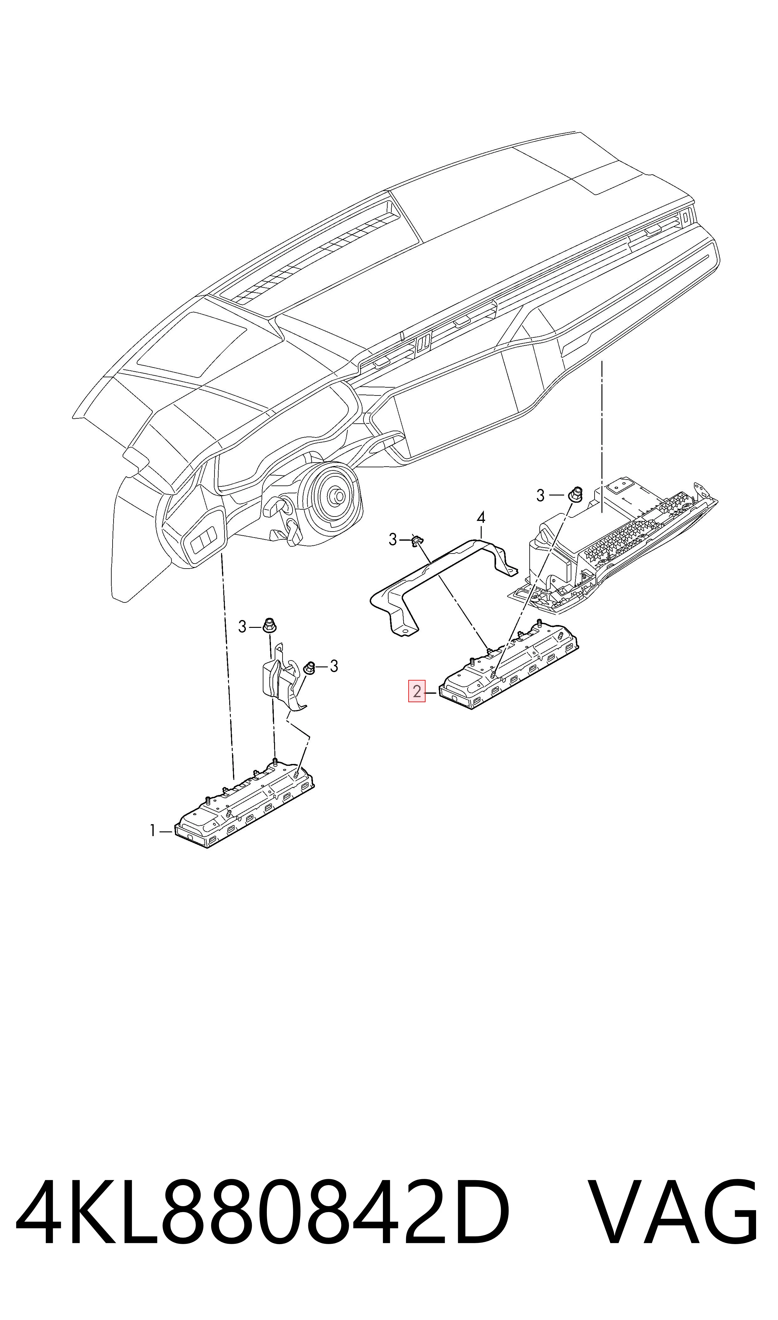 4KL880842D VAG Подушка безпеки (AIRBAG) пасажирська, захисту колін