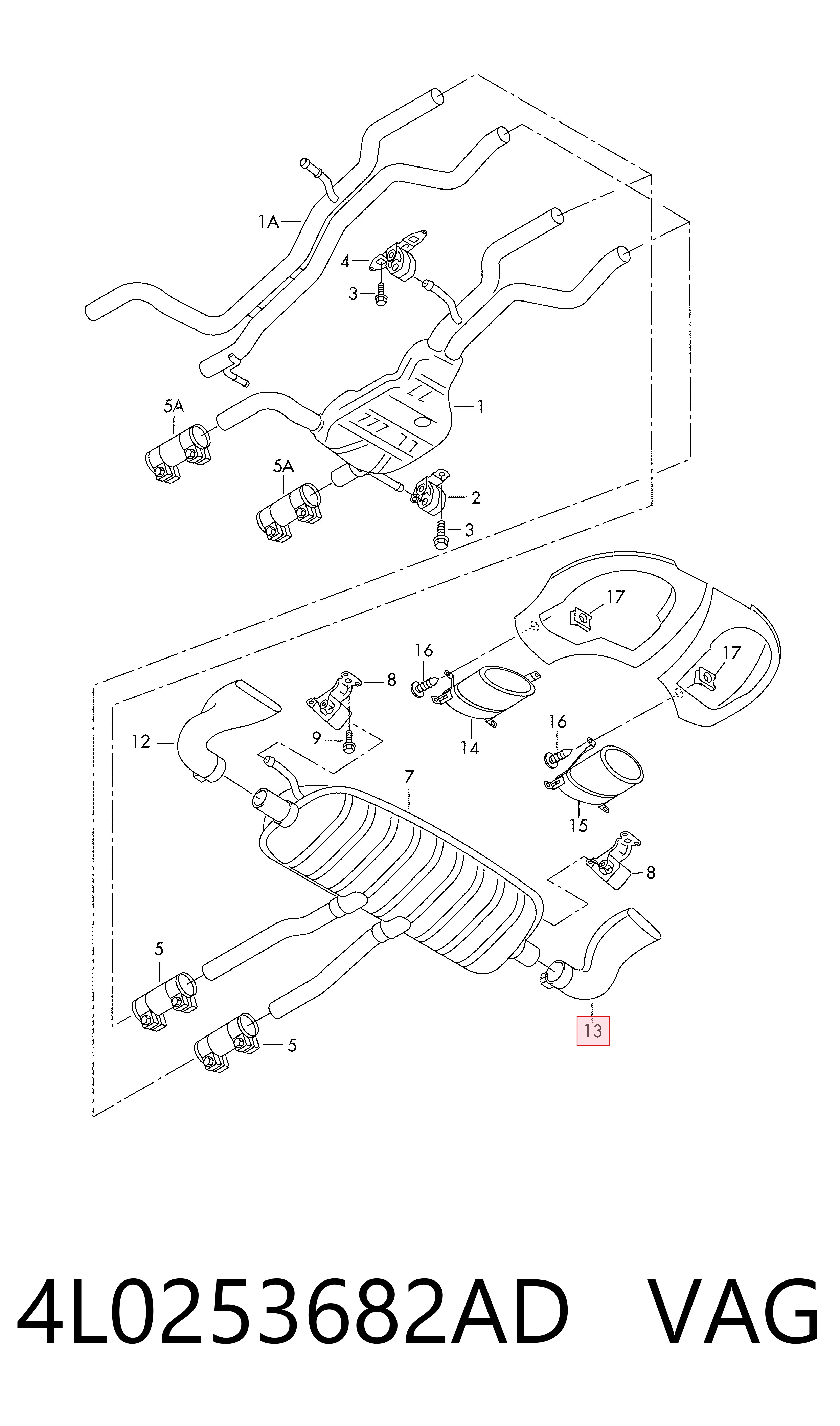 4L0253682AD VAG Глушник, задня частина