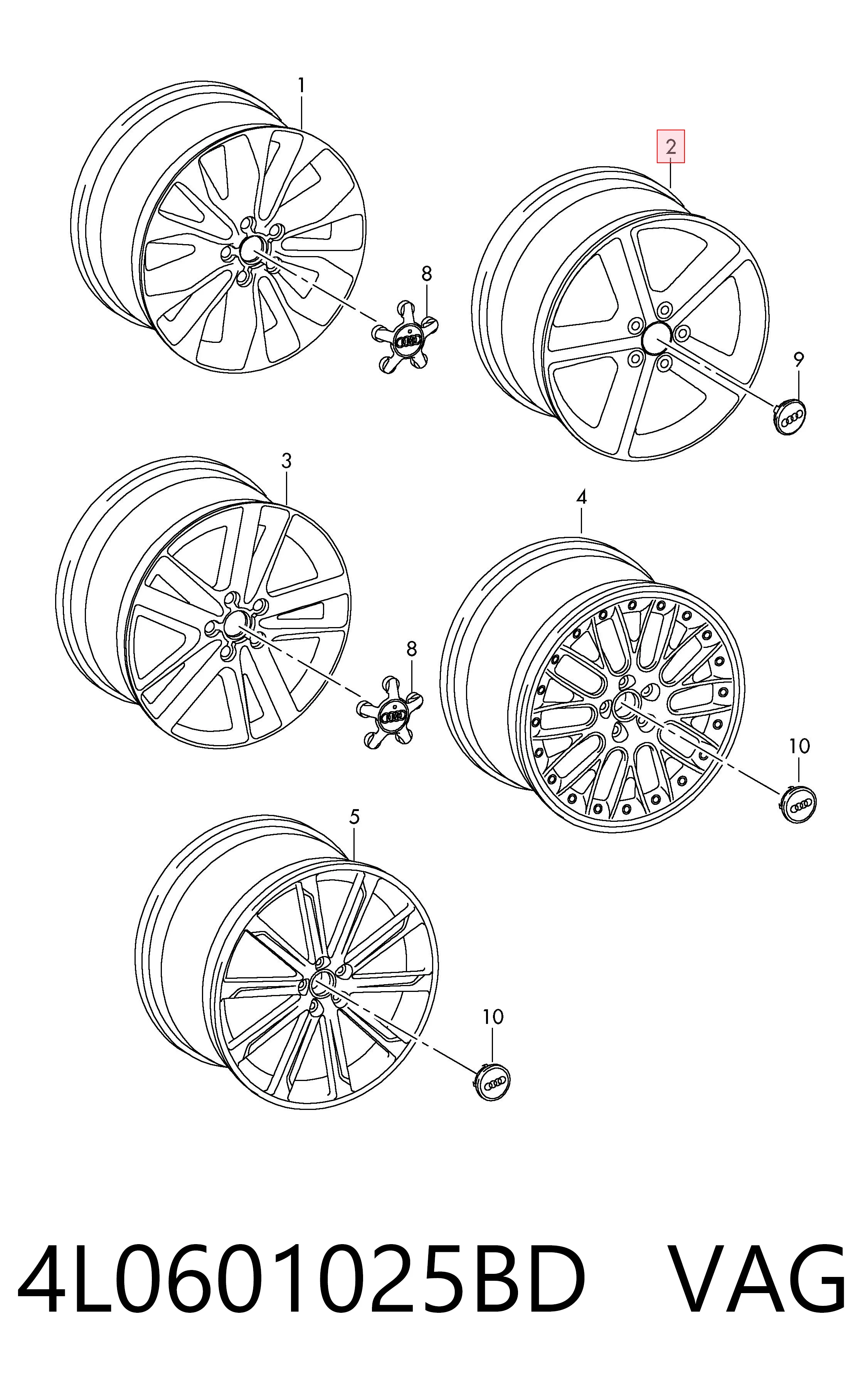 4L0601025BD VAG Диски колісні литі (легкосплавні, титанові)