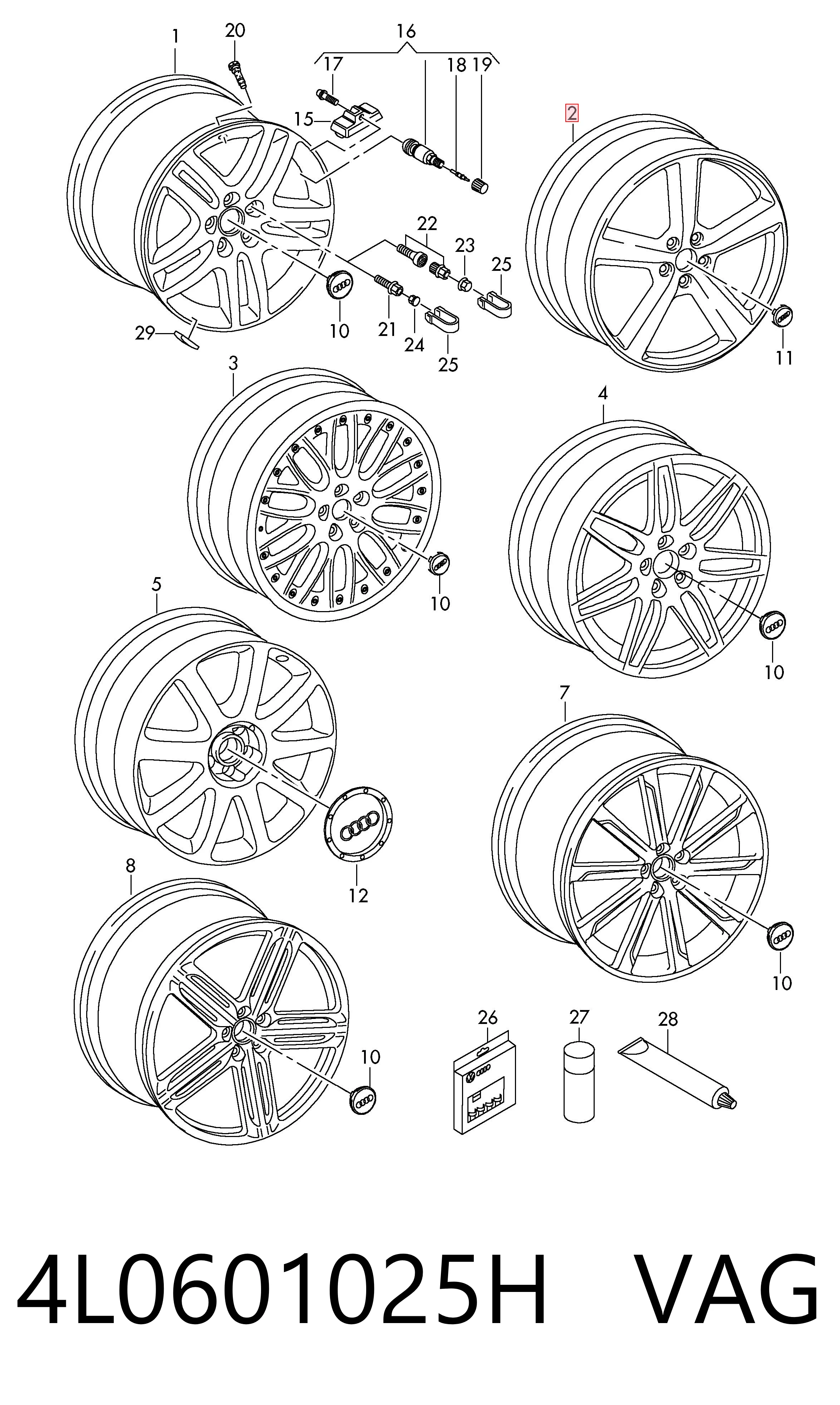 4L0601025H VAG Диски литі (легкосплавні, титанові)