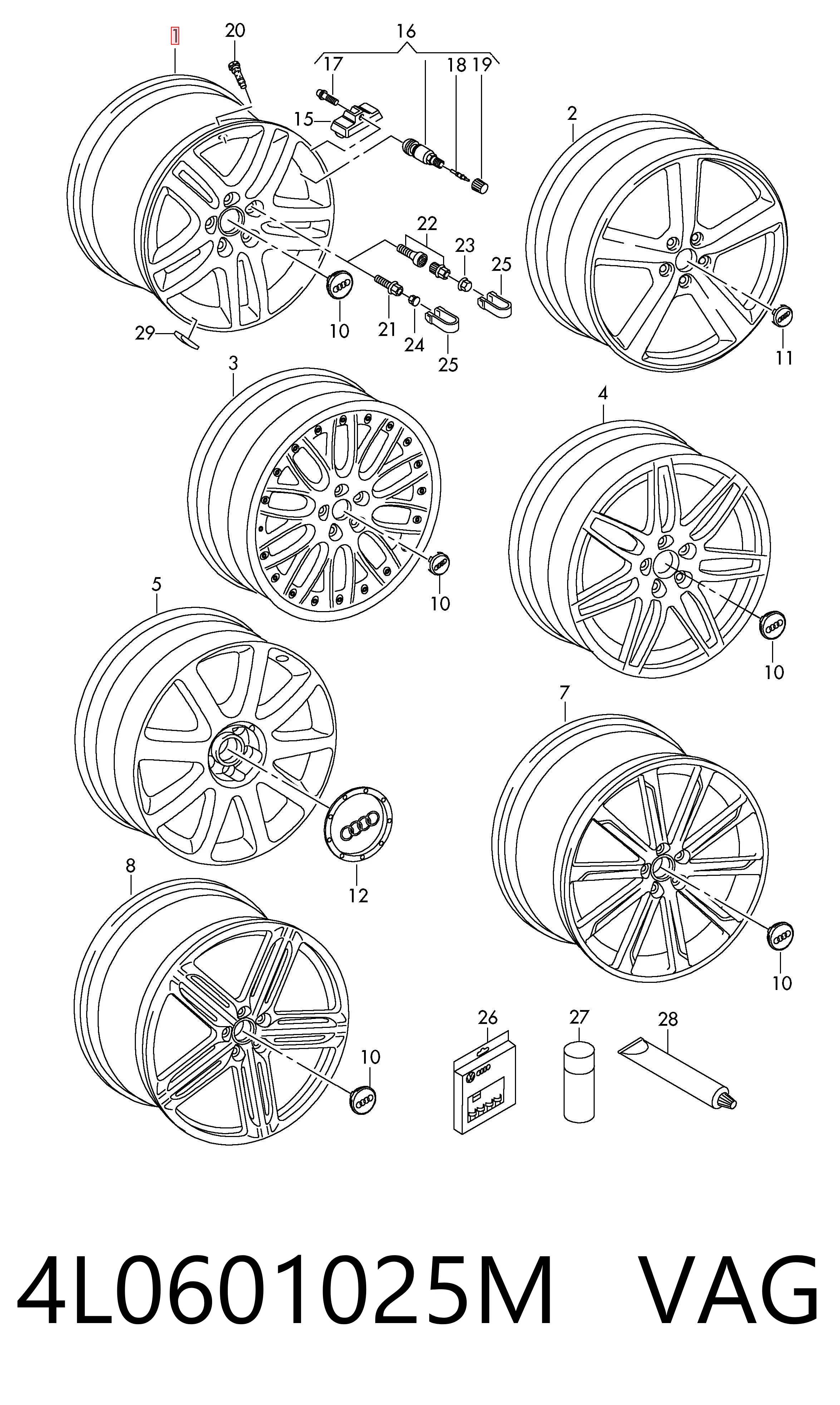 4L0601025M VAG Диски колісні литі (легкосплавні, титанові)