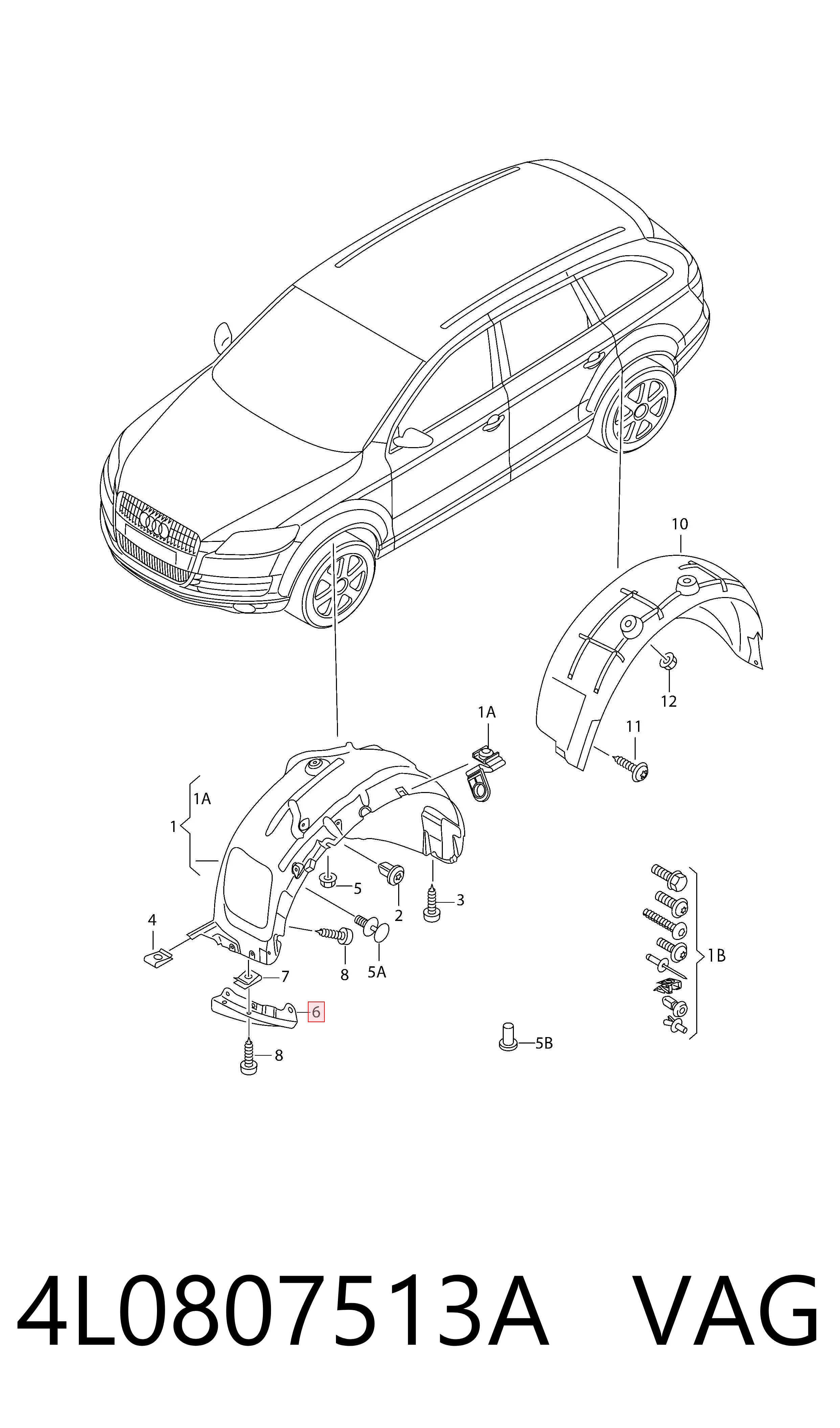 4L0807513A VAG Спойлер переднього бампера, лівий