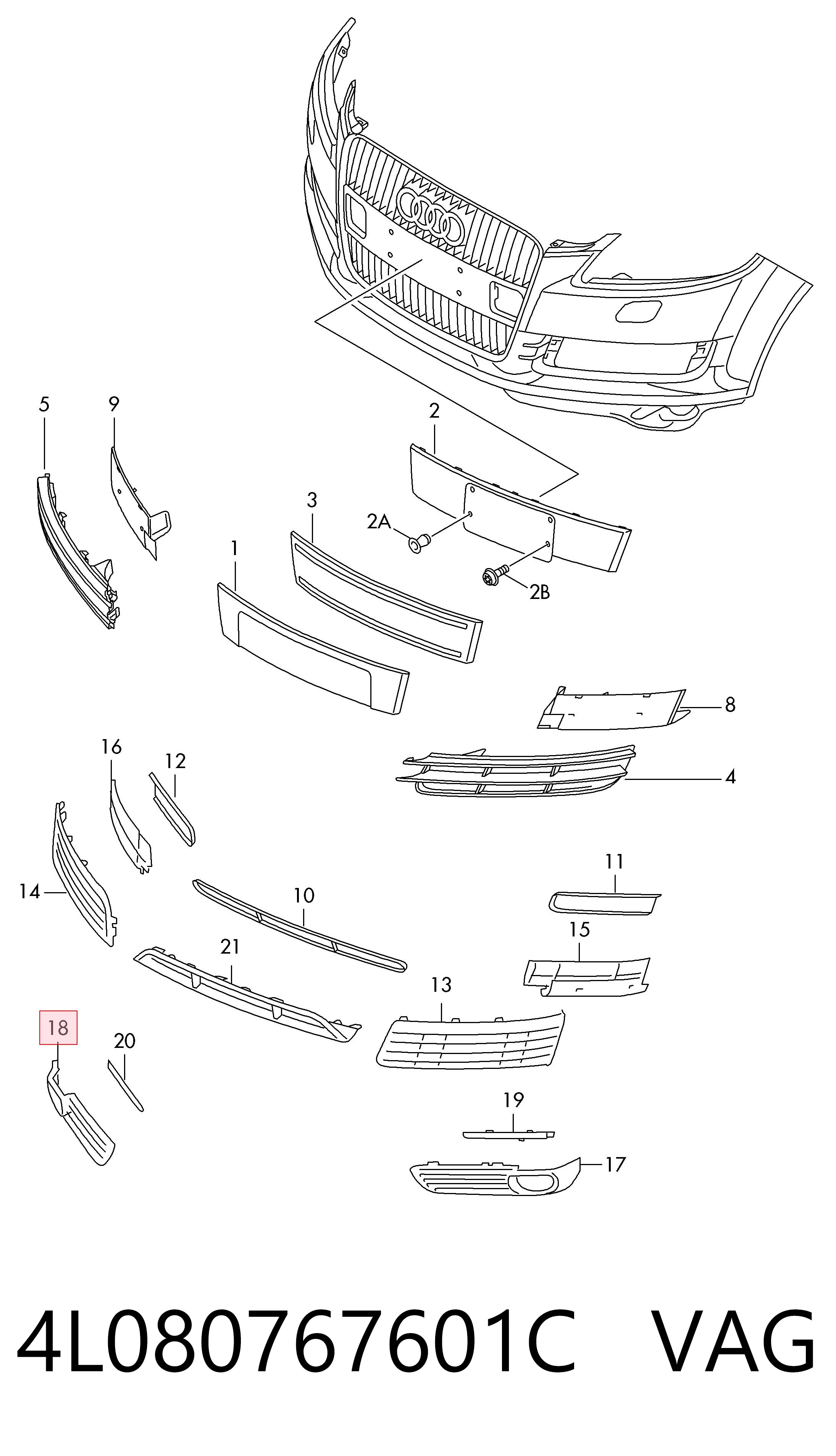 4L080767601C VAG Заглушка протитуманки передньої правої