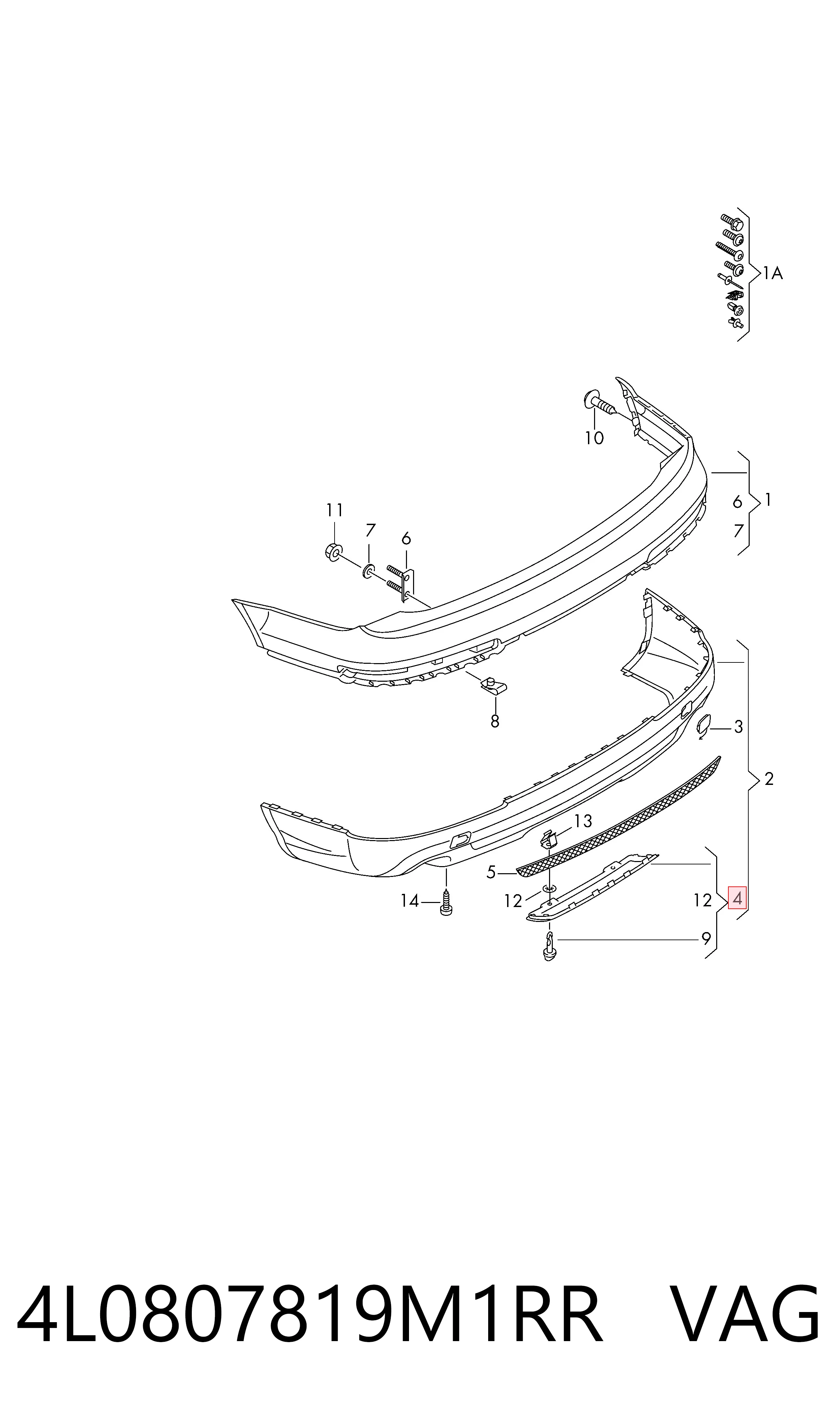 4L0807819M1RR VAG Накладка бампера заднього