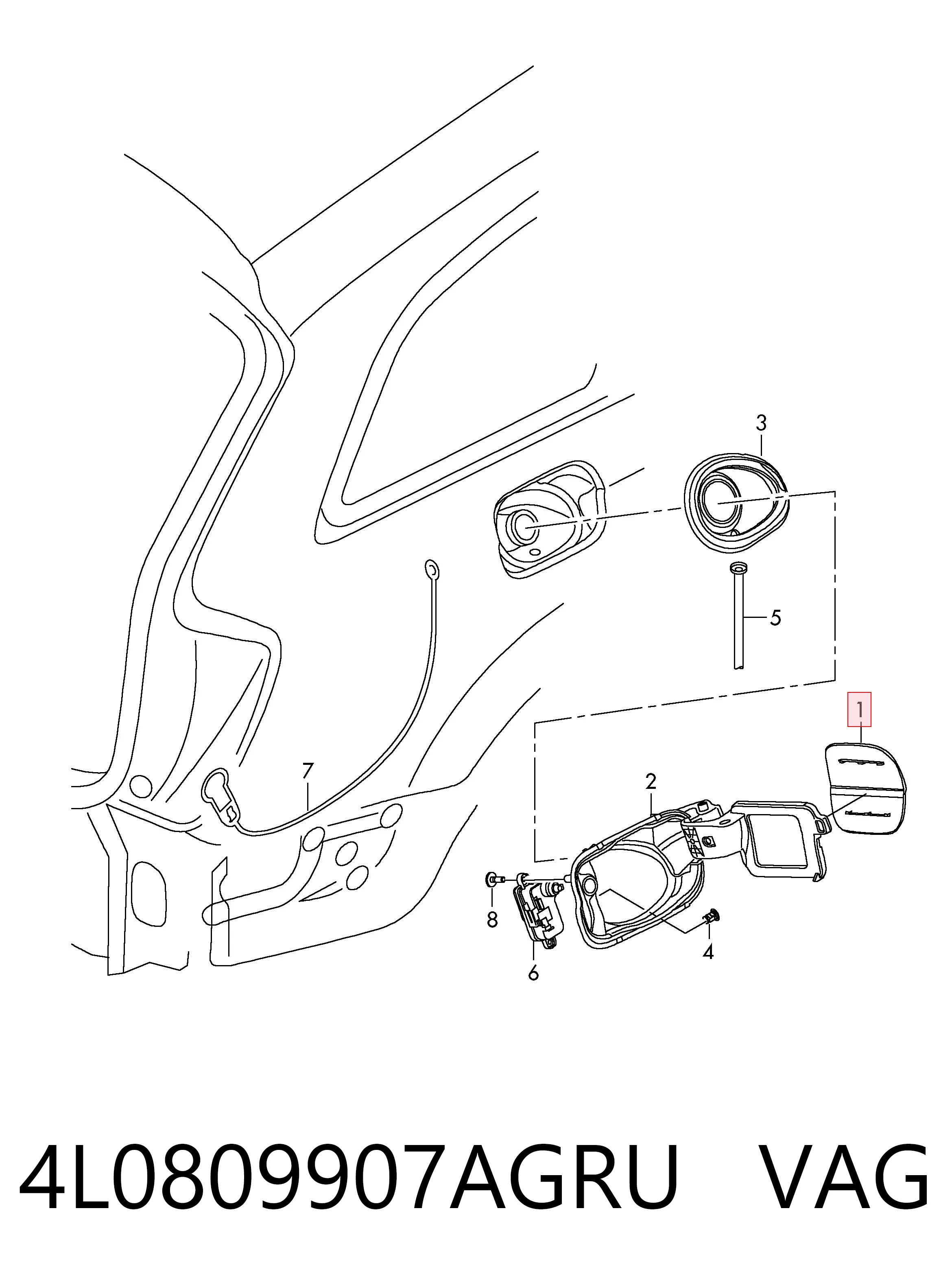 4L0809907AGRU VAG Дверцята бензобака