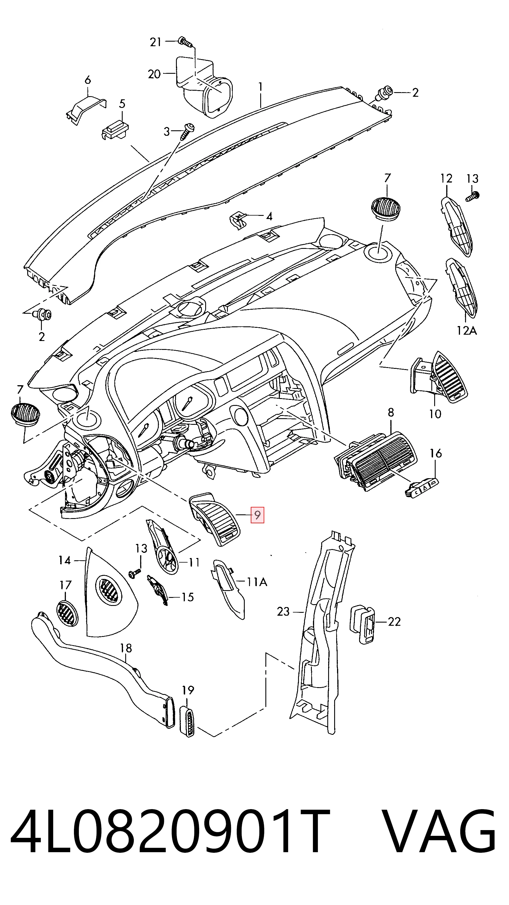 4L0820901T VAG Решітка повітроводу ліва