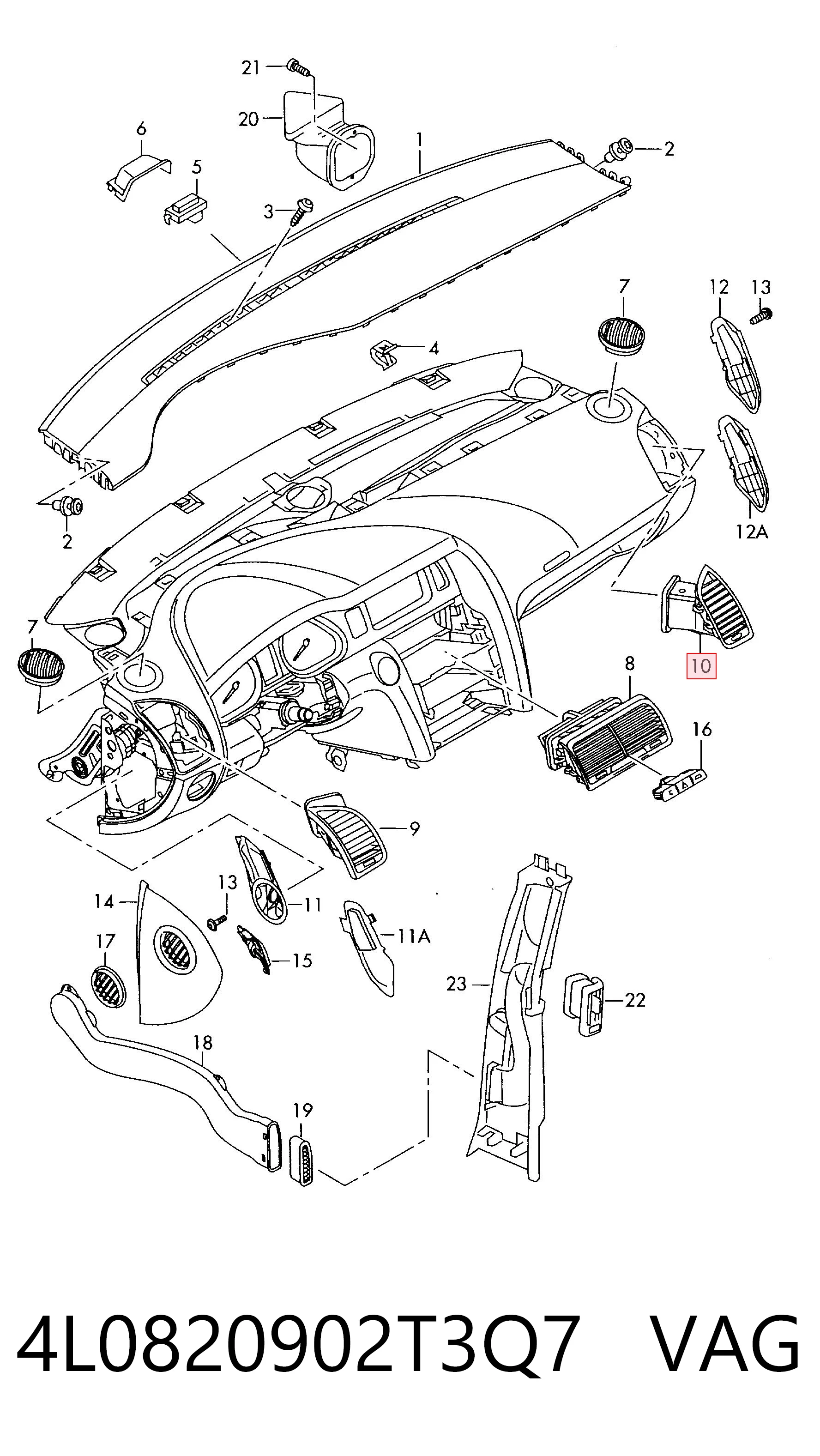 4L0820902T3Q7 VAG Решітка повітропровода права