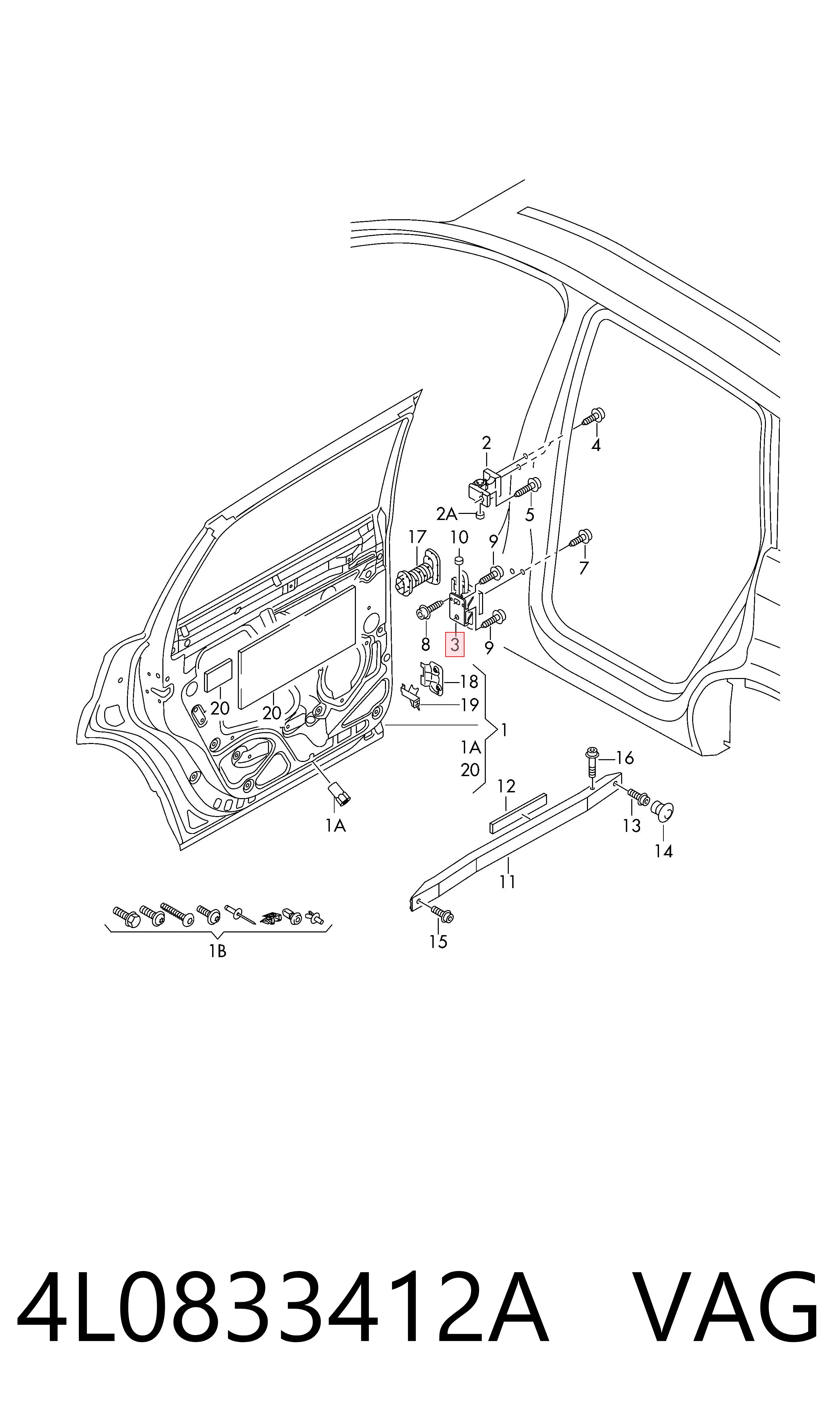 4L0833412A VAG Петля задніх дверей, правих