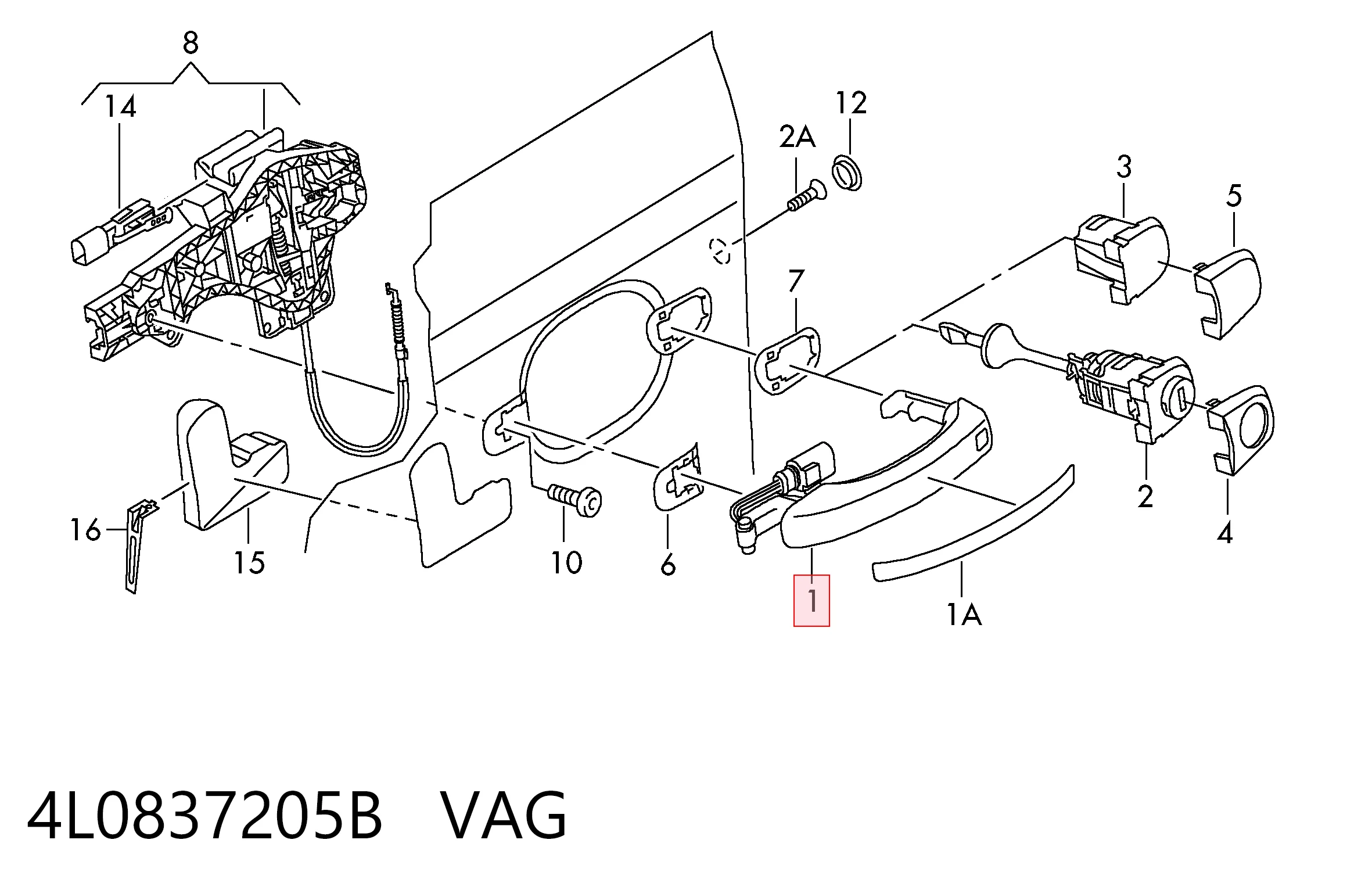 4L0837205B VAG Ручка дверей в зборі