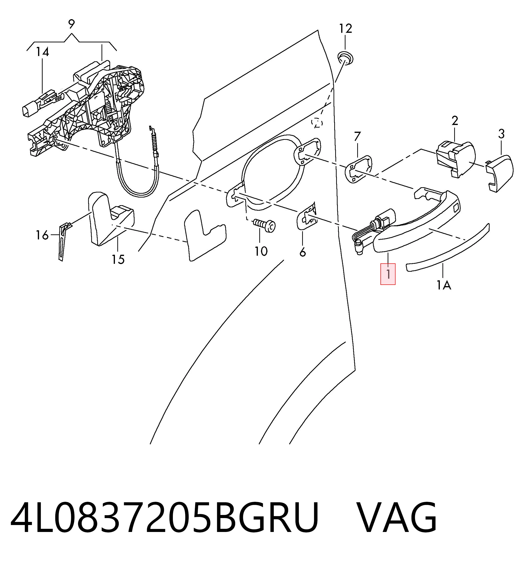 Ручка задніх дверей, зовнішня VAG 4L0837205BGRU ціна, від 63.33 USD