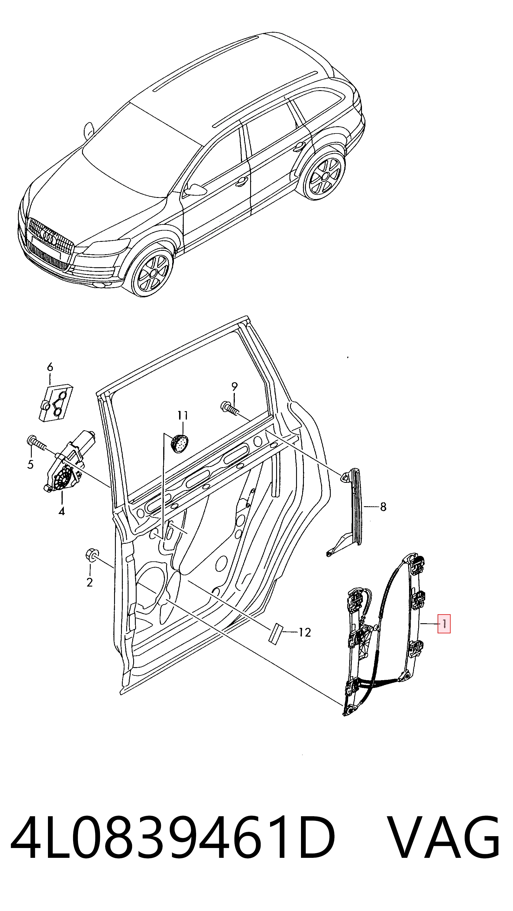 4L0839461D VAG Механізм склопідйомника двері задньої, лівої