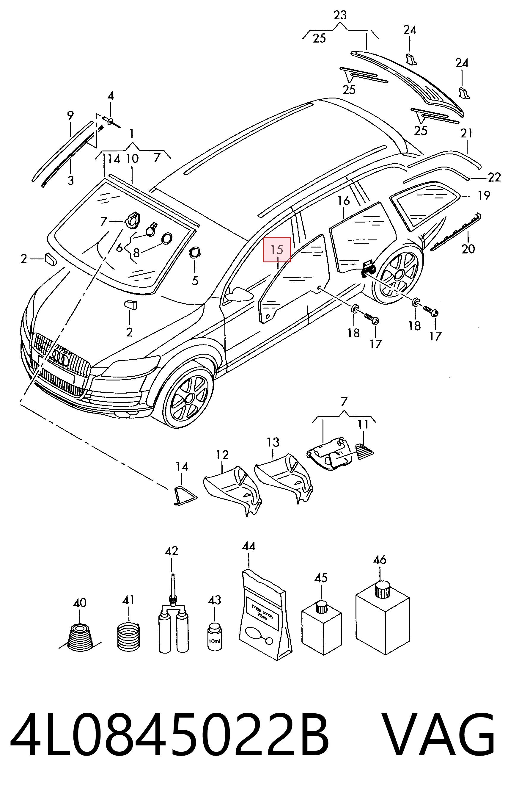 4L0845022B VAG Скло пасажирських дверей