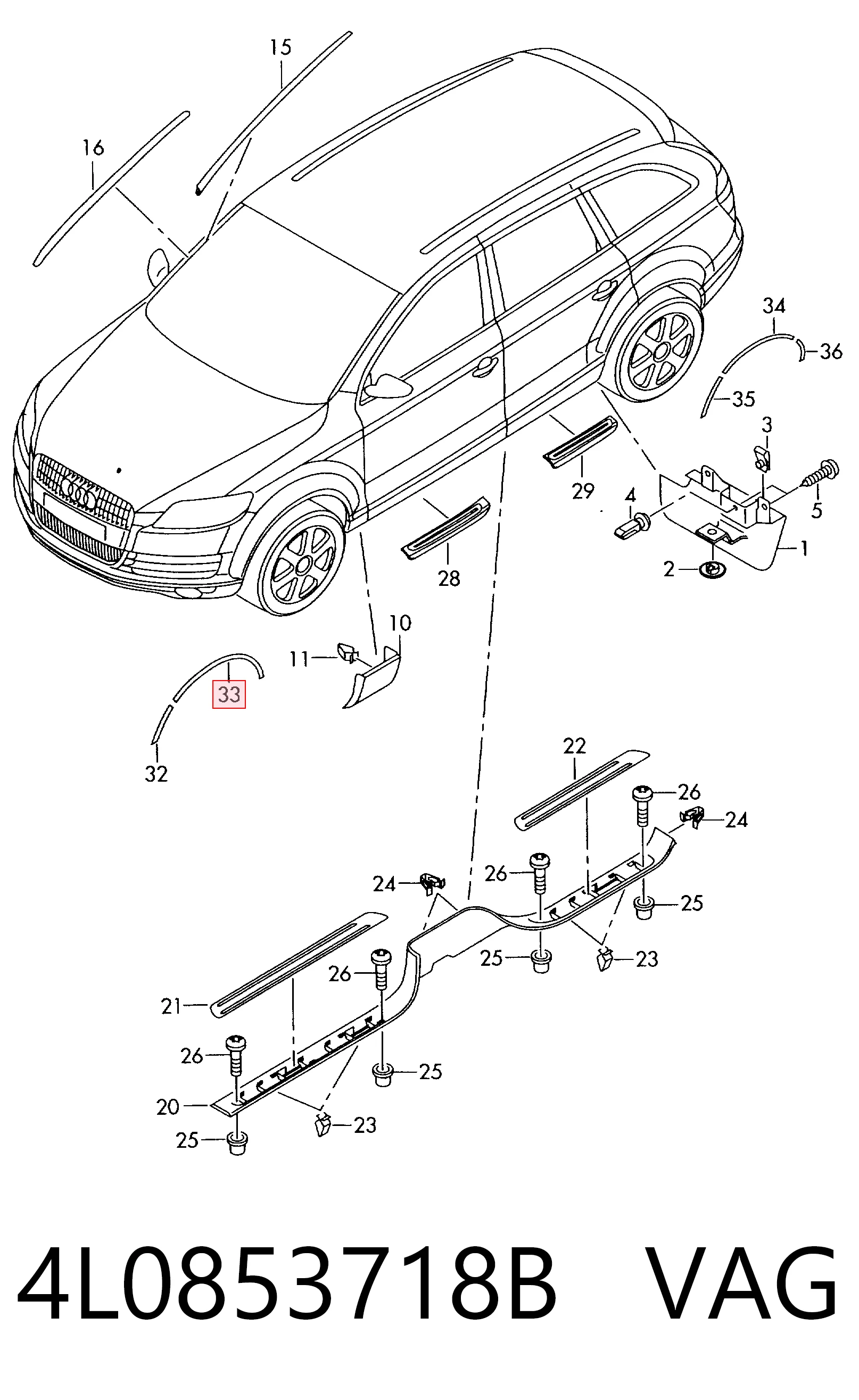 4L0853718B VAG Молдинг арки колеса заднього, правий
