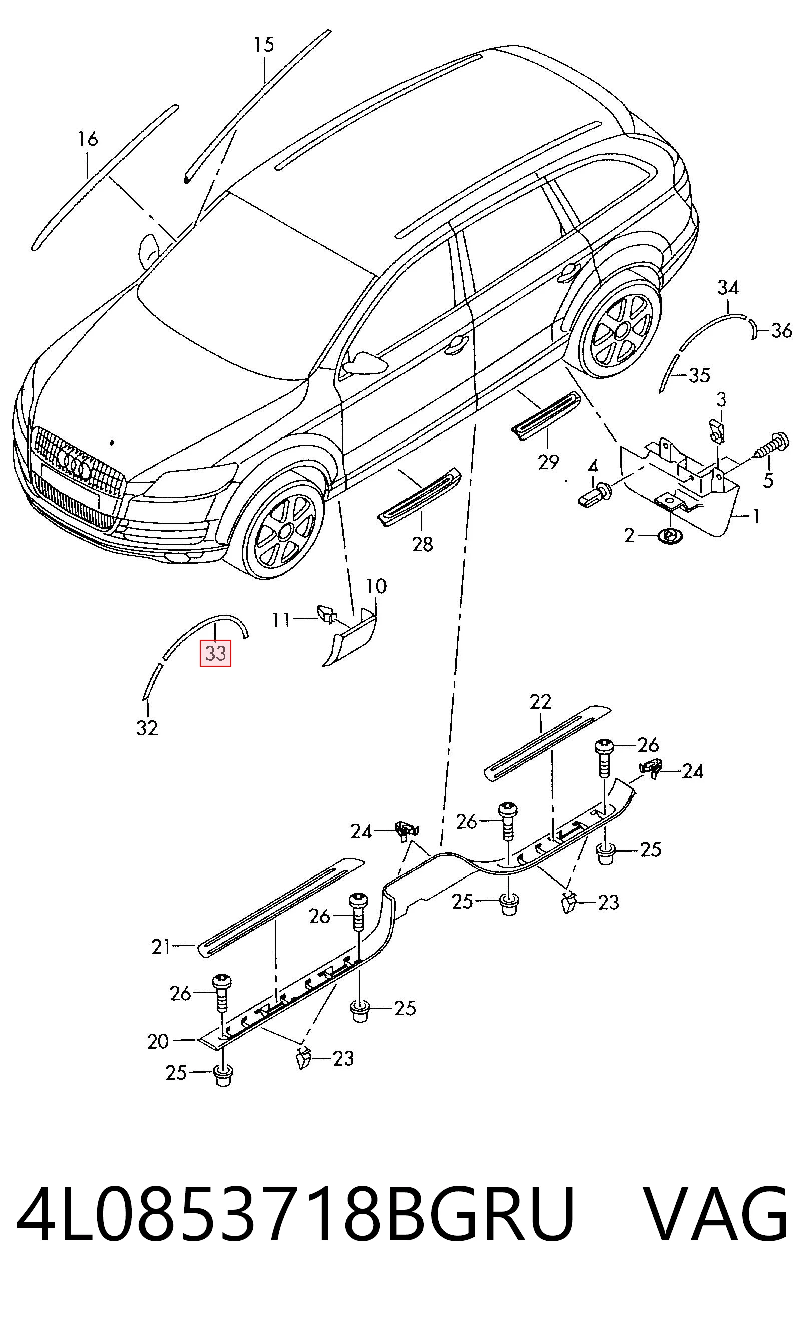4L0853718BGRU VAG Молдинг арки колеса заднього, правий