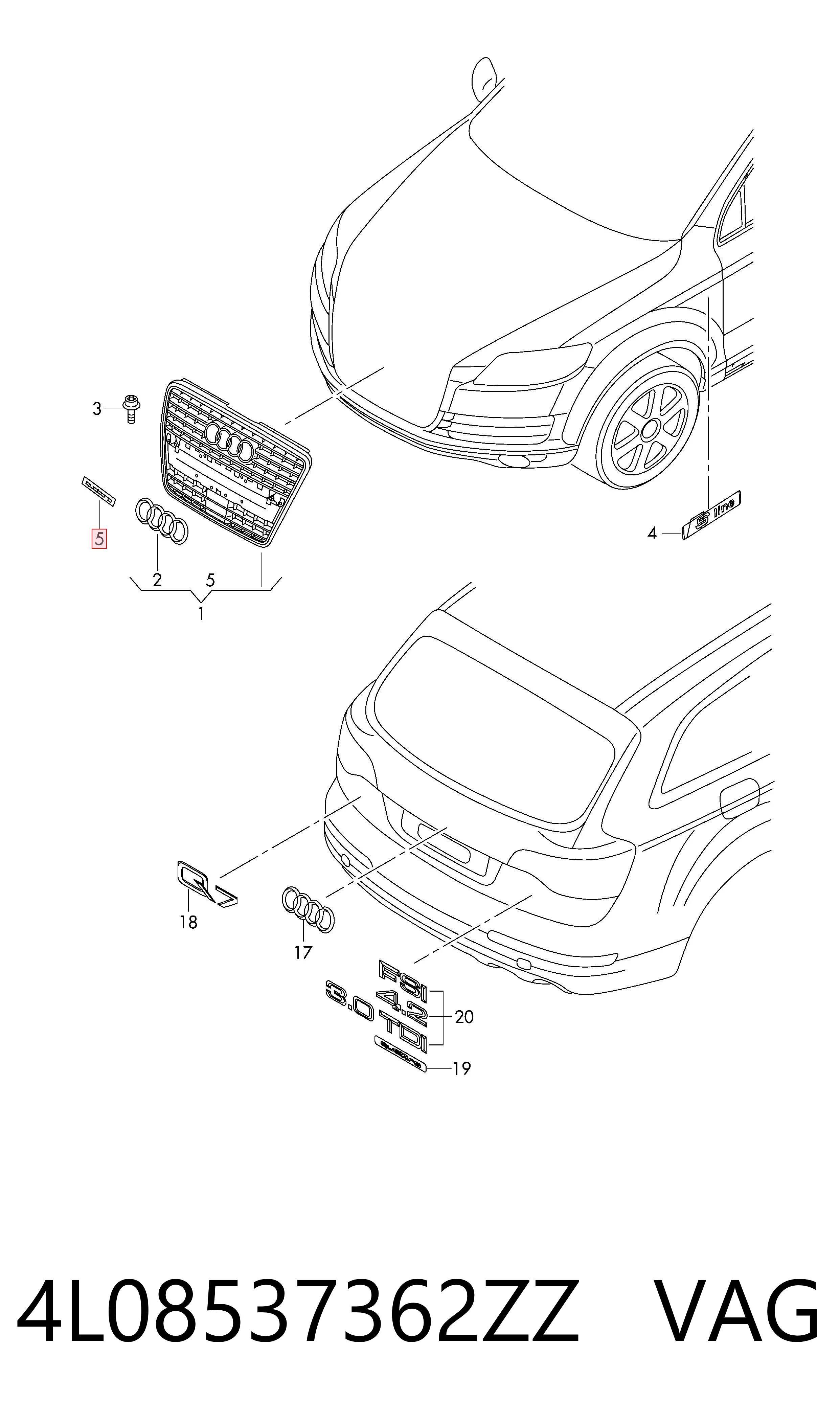 Емблема на решітку радіатора VAG 4L08537362ZZ ціна, від 22.59 USD