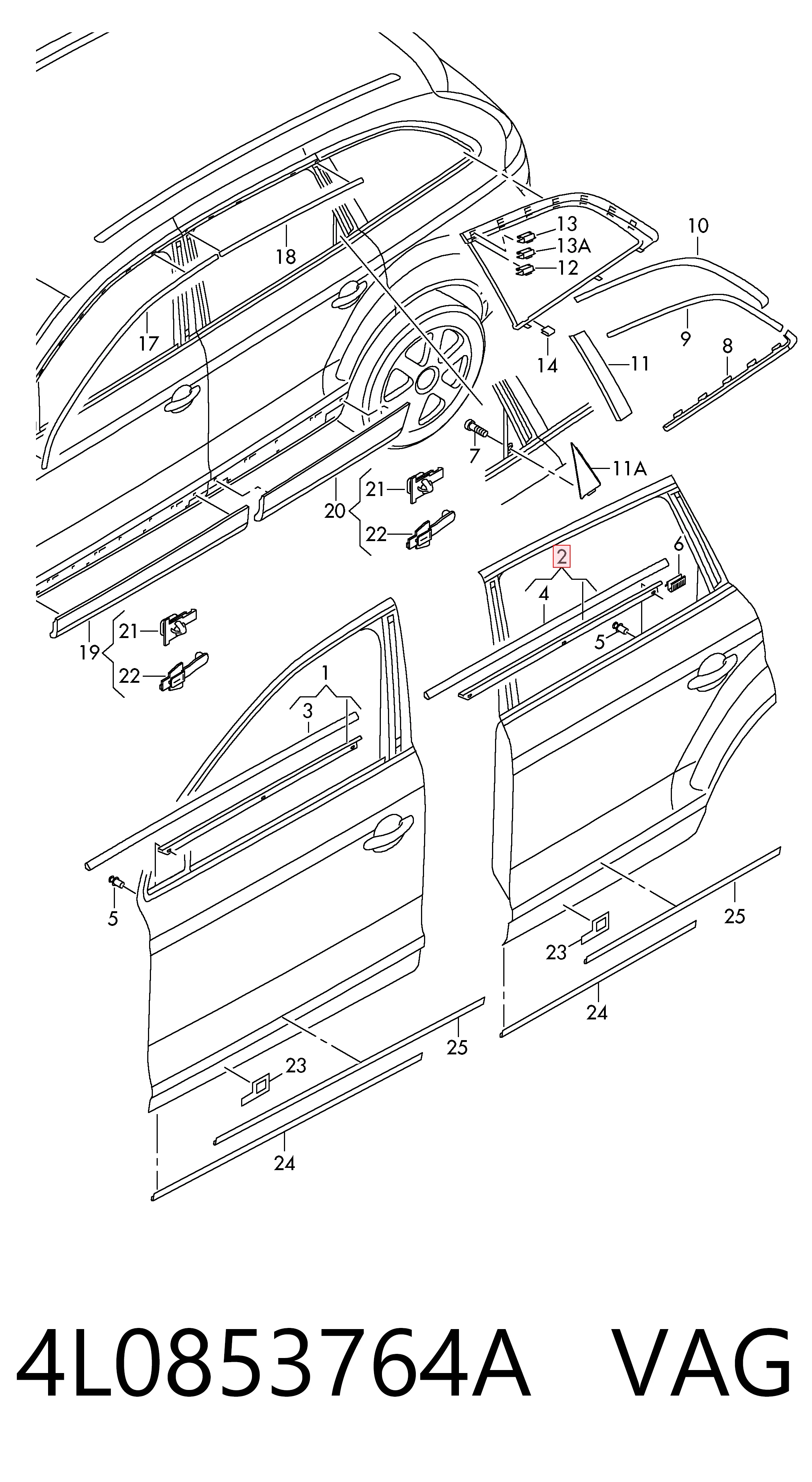 4L0853764A VAG Накладка заднього скла, права