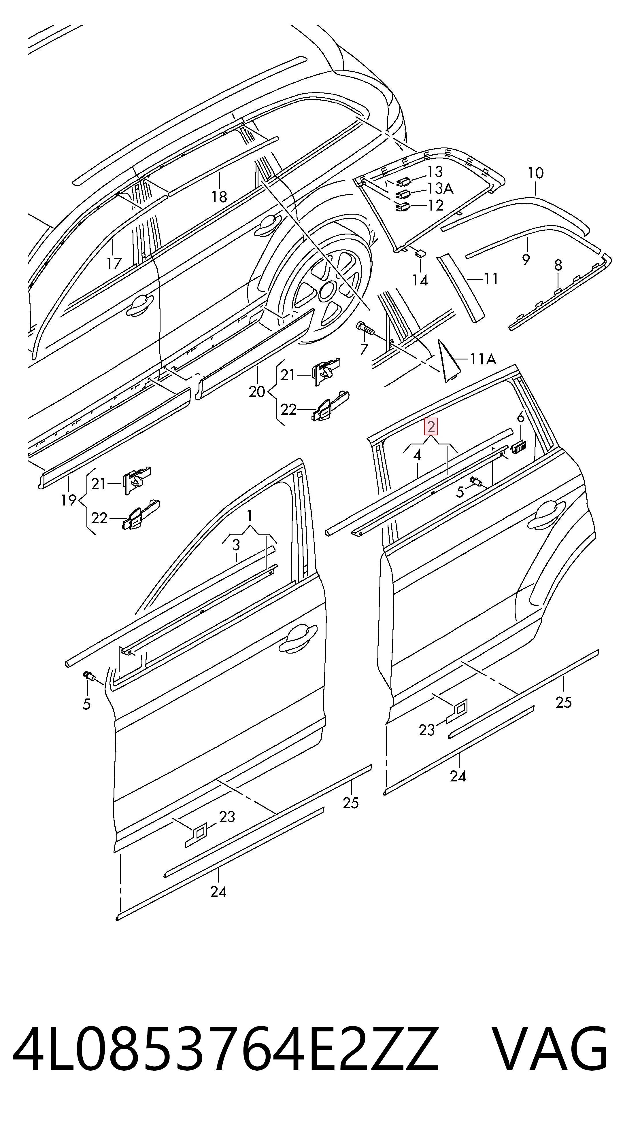 4L0853764E2ZZ VAG Накладка заднього скла, права