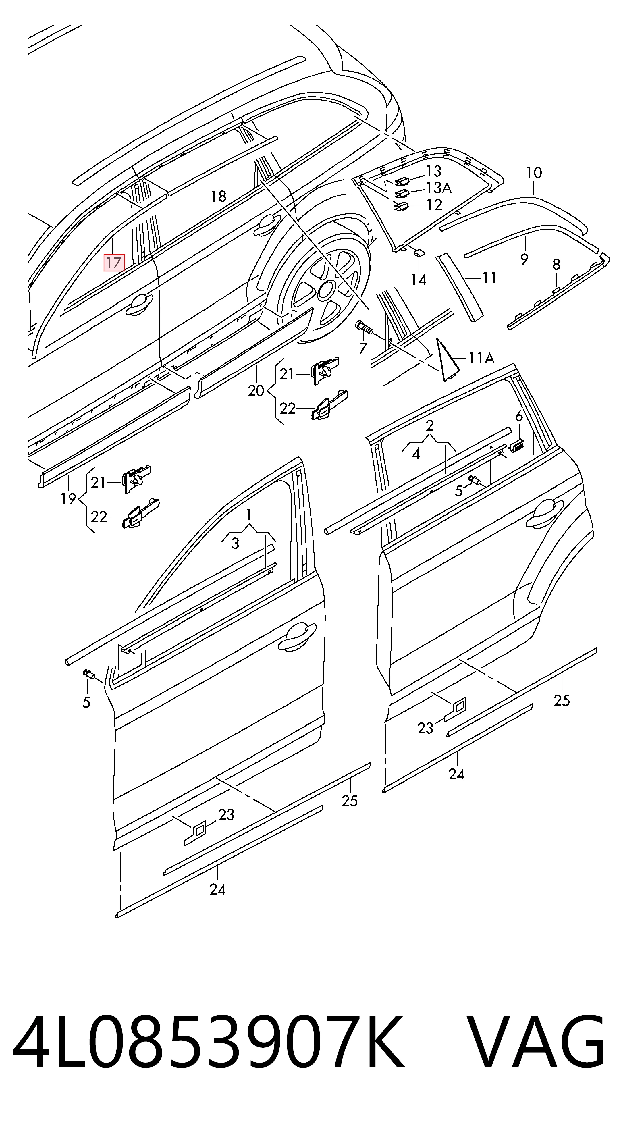 4L0853907K VAG Накладка передніх лівих дверей