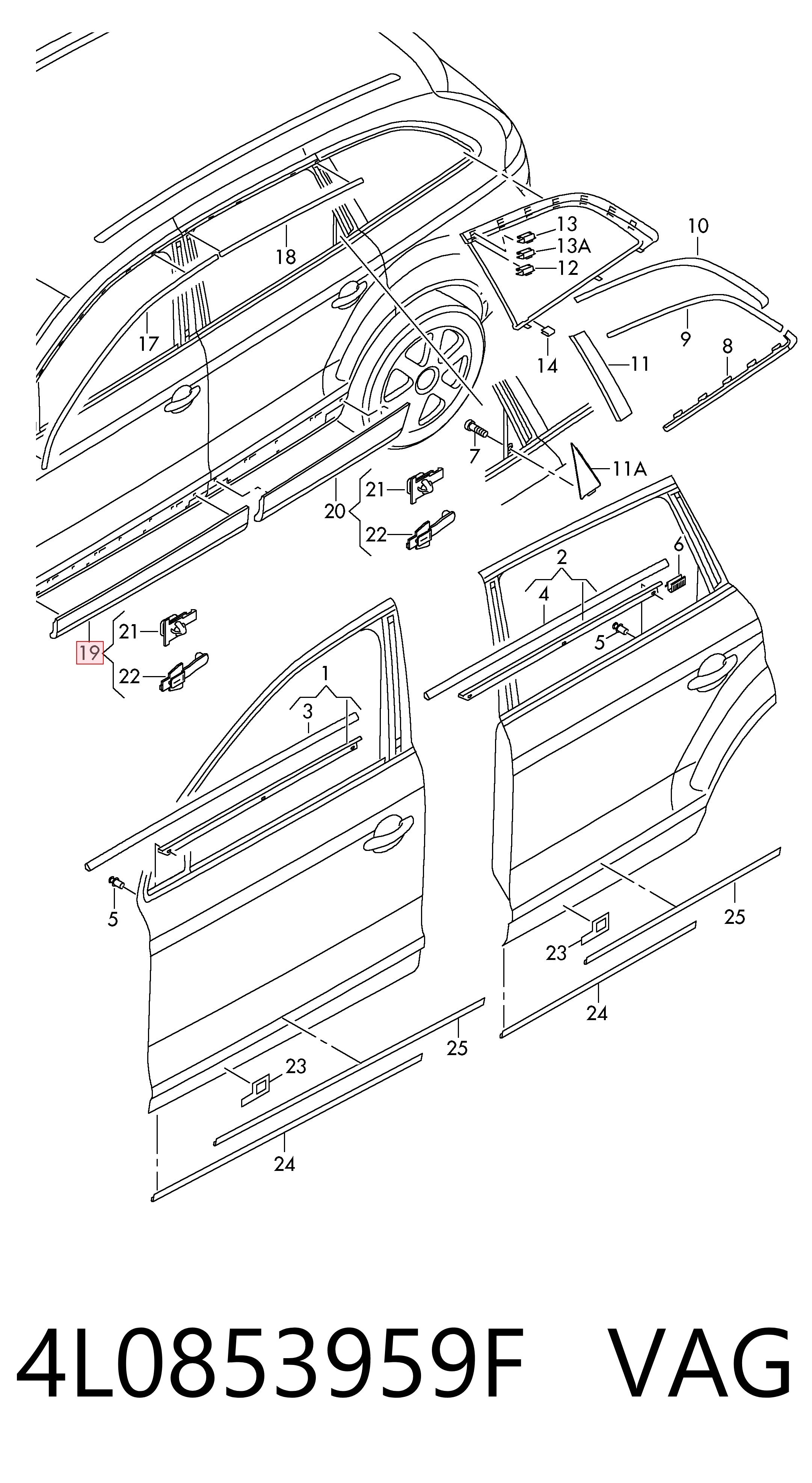 4L0853959F VAG Накладка передніх лівих дверей