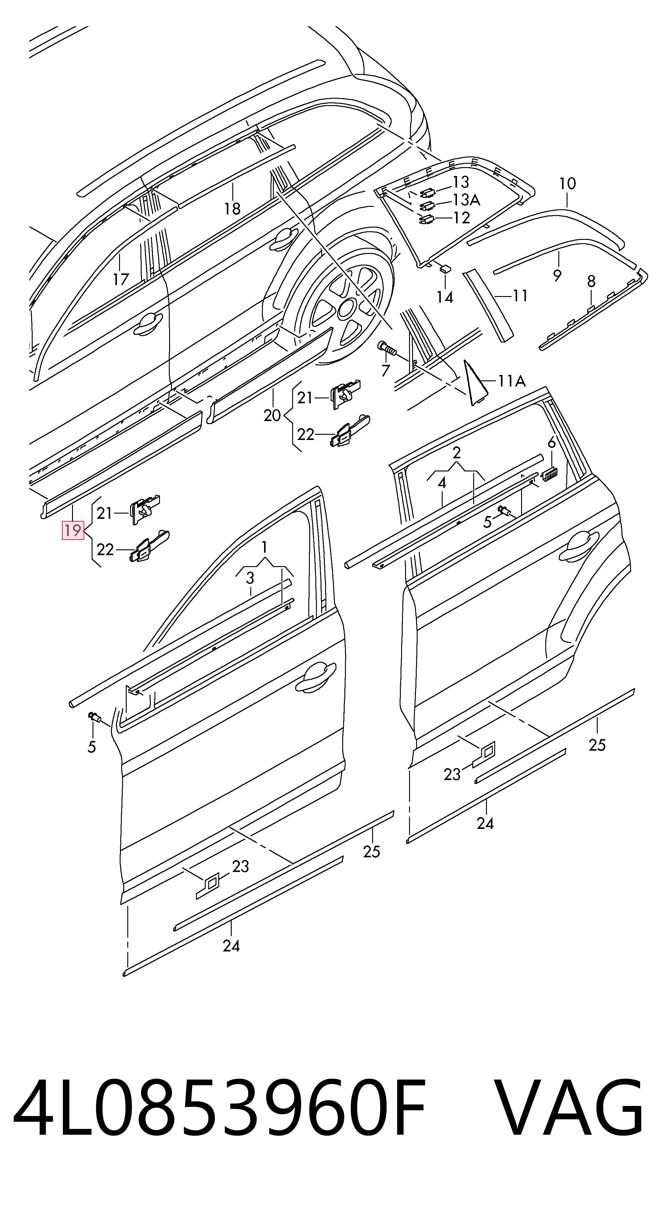 4L0853960F VAG Накладка передньої правої двері