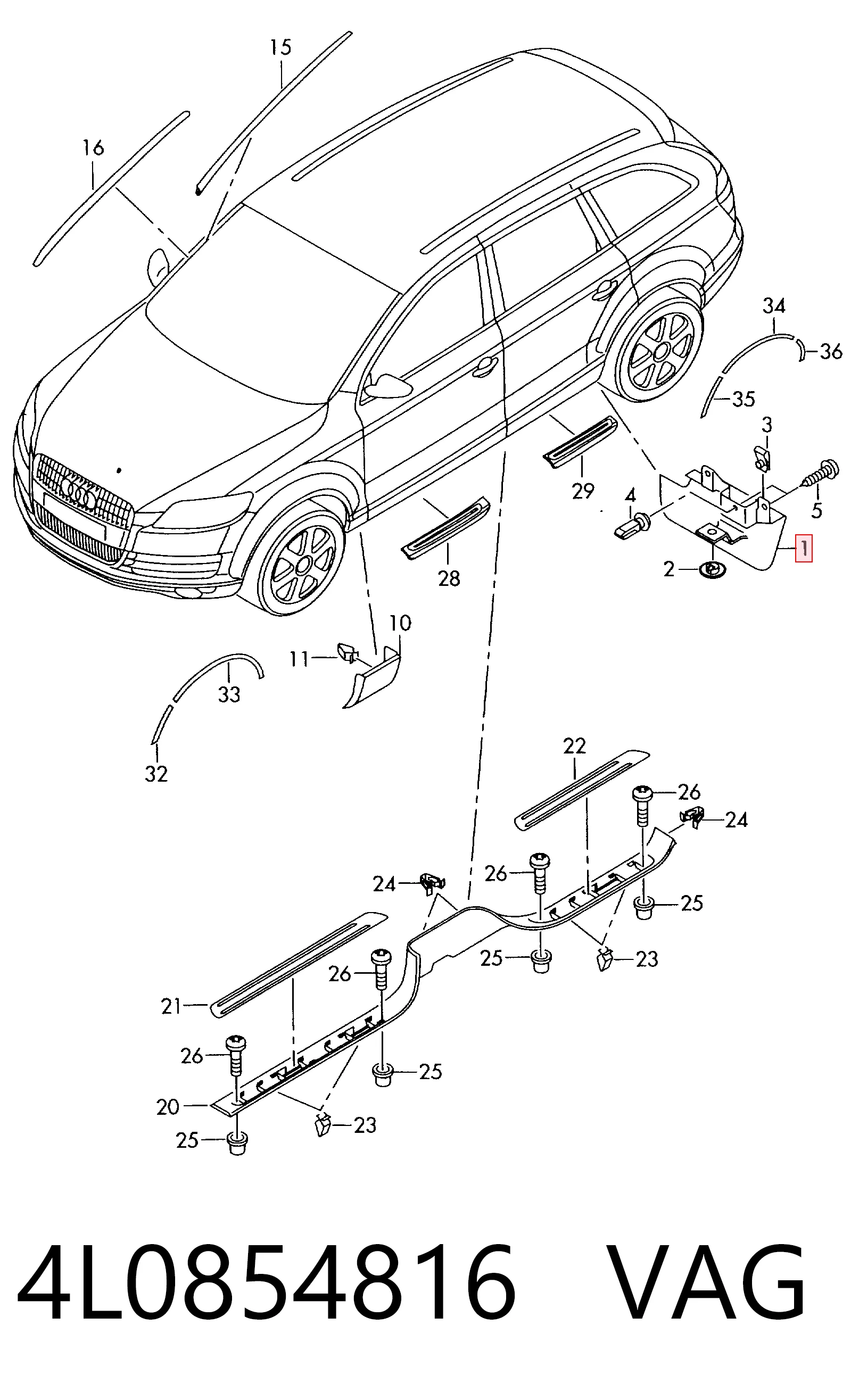 4L0854816 VAG Бризковики задній, правий