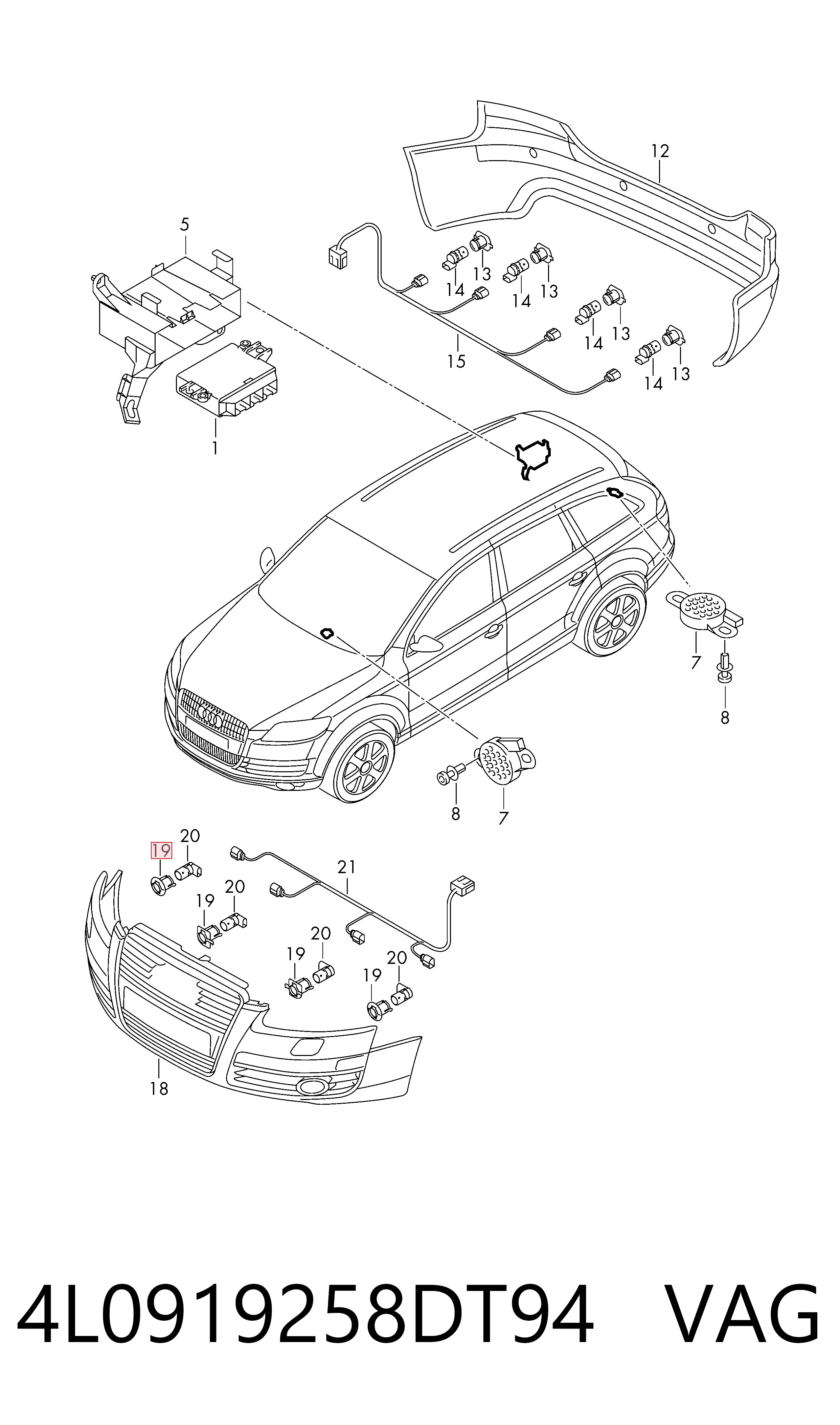 4L0919258DT94 VAG Кронштейн парктроніка, передній боковій