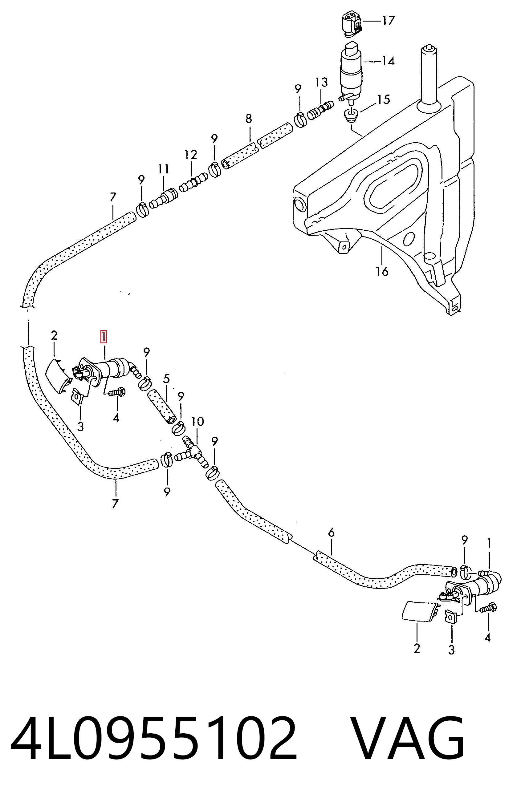 4L0955102 VAG Форсунка омивача фари передньої, правої