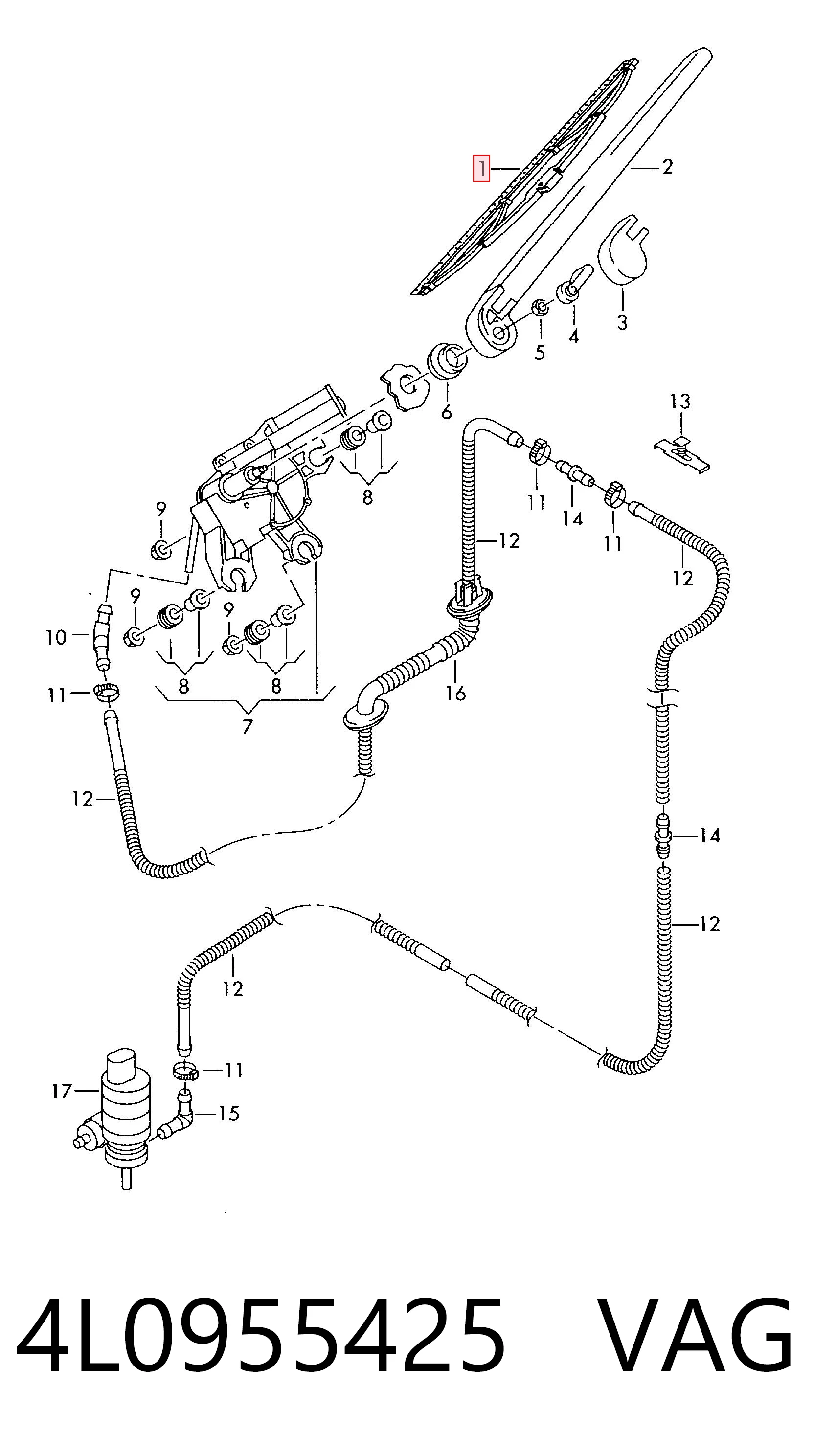 4L0955425 VAG Щітка склоочисника задня