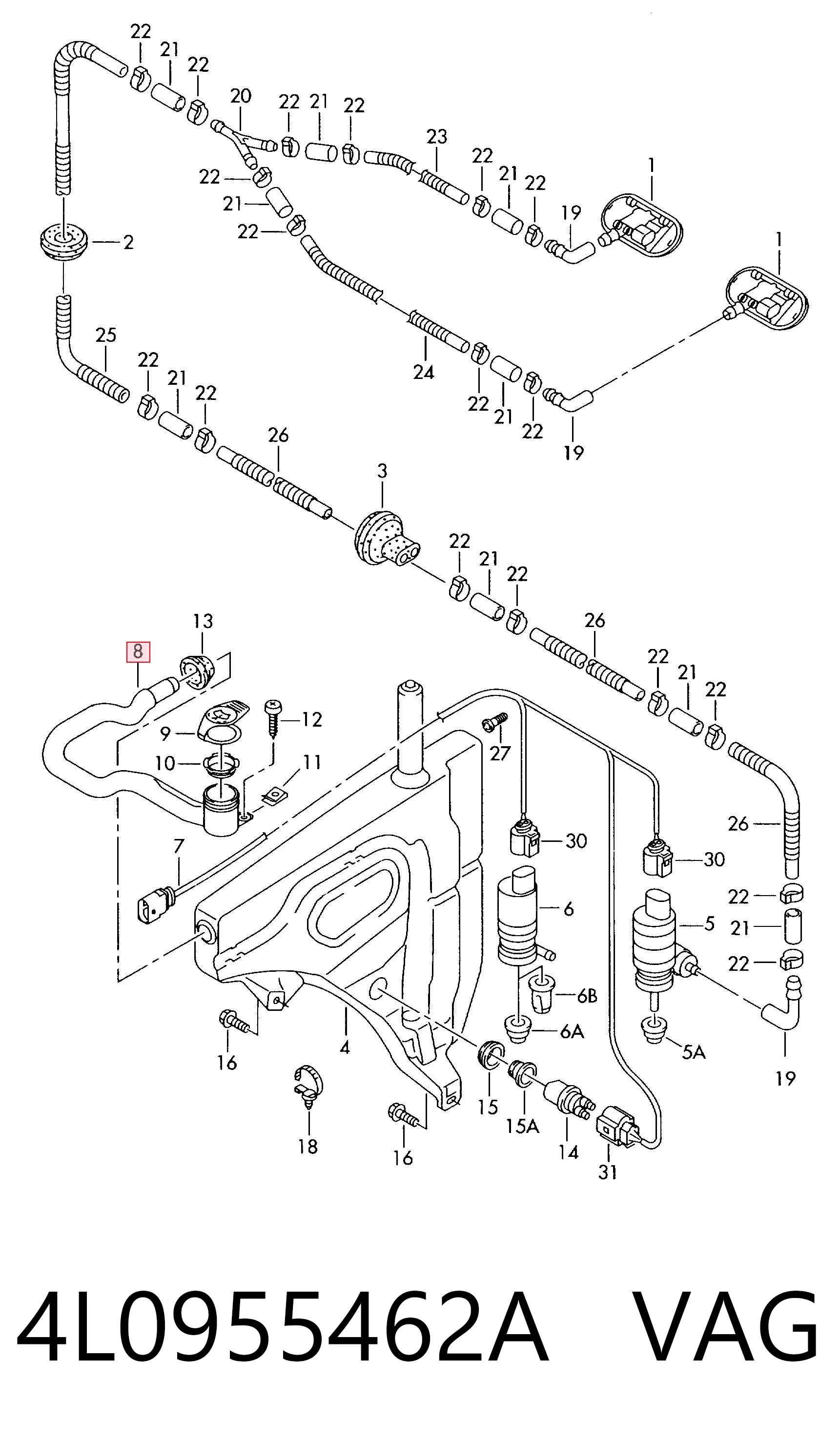 4L0955462A VAG Горловина бачка омивача