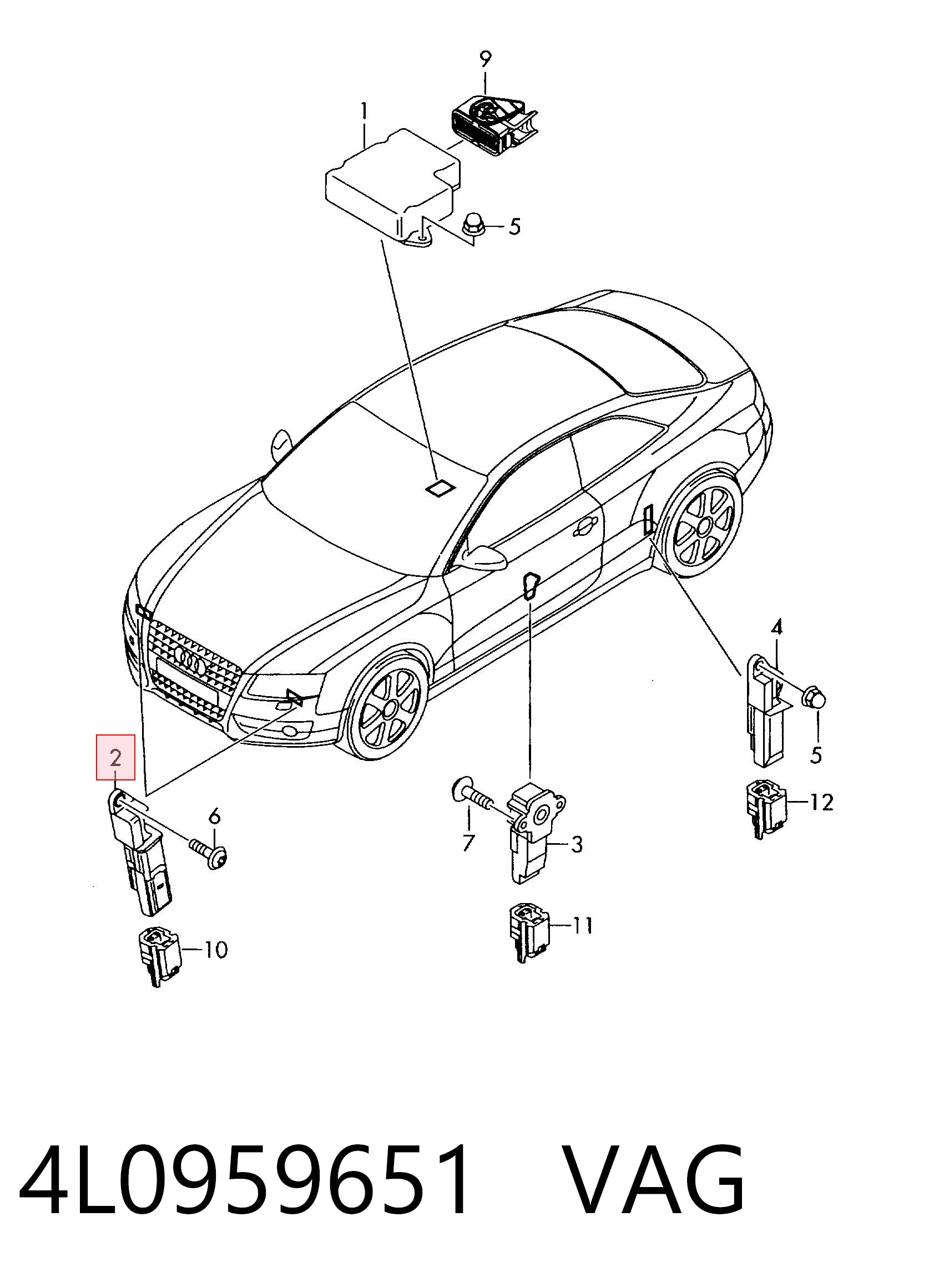 4L0959651 VAG Датчик Ейрбег передній