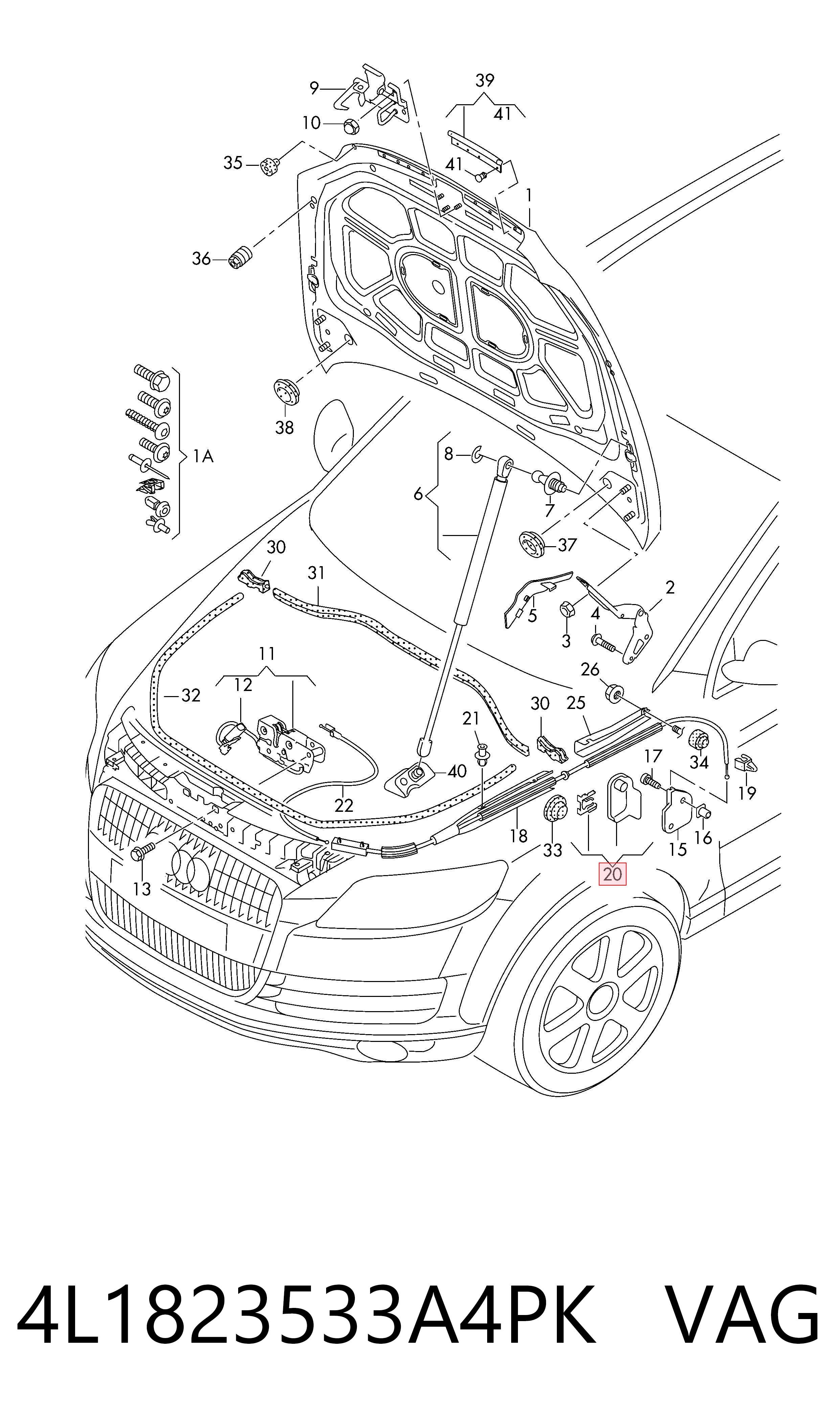 4L1823533A4PK VAG Ручка відкривання капота