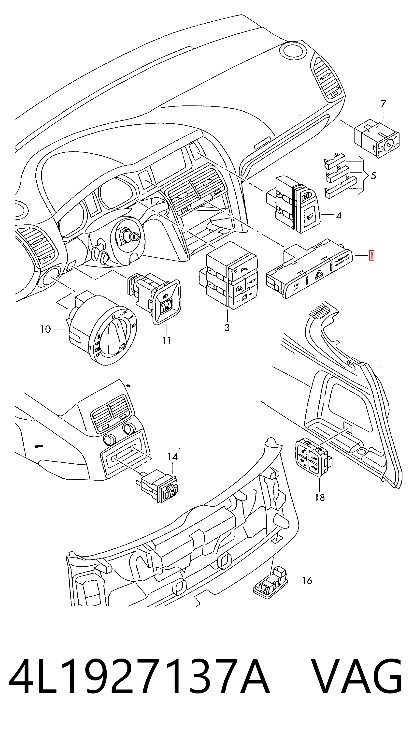 4L1927137A VAG Аварійна кнопка